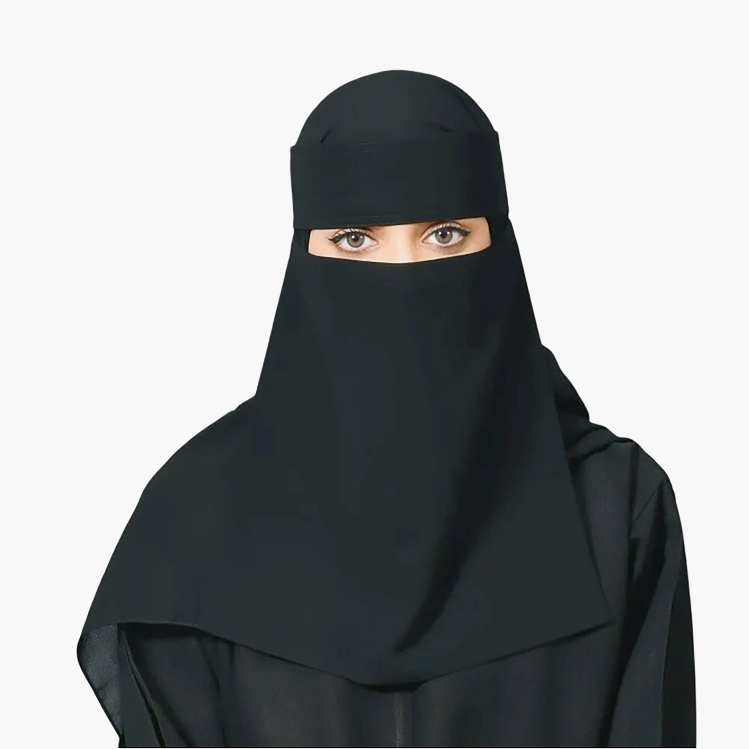 Outlet Black Delxue Women's Niqab-women-arabicclothing-headscarf-niqab-image-1