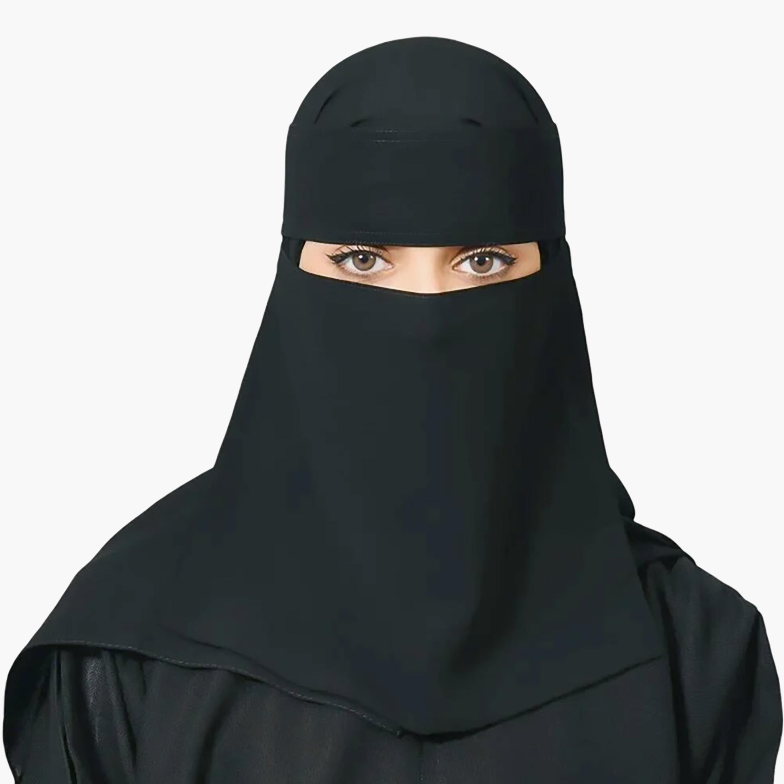 Outlet Black Delxue Women's Niqab-women-arabicclothing-headscarf-niqab-image-1