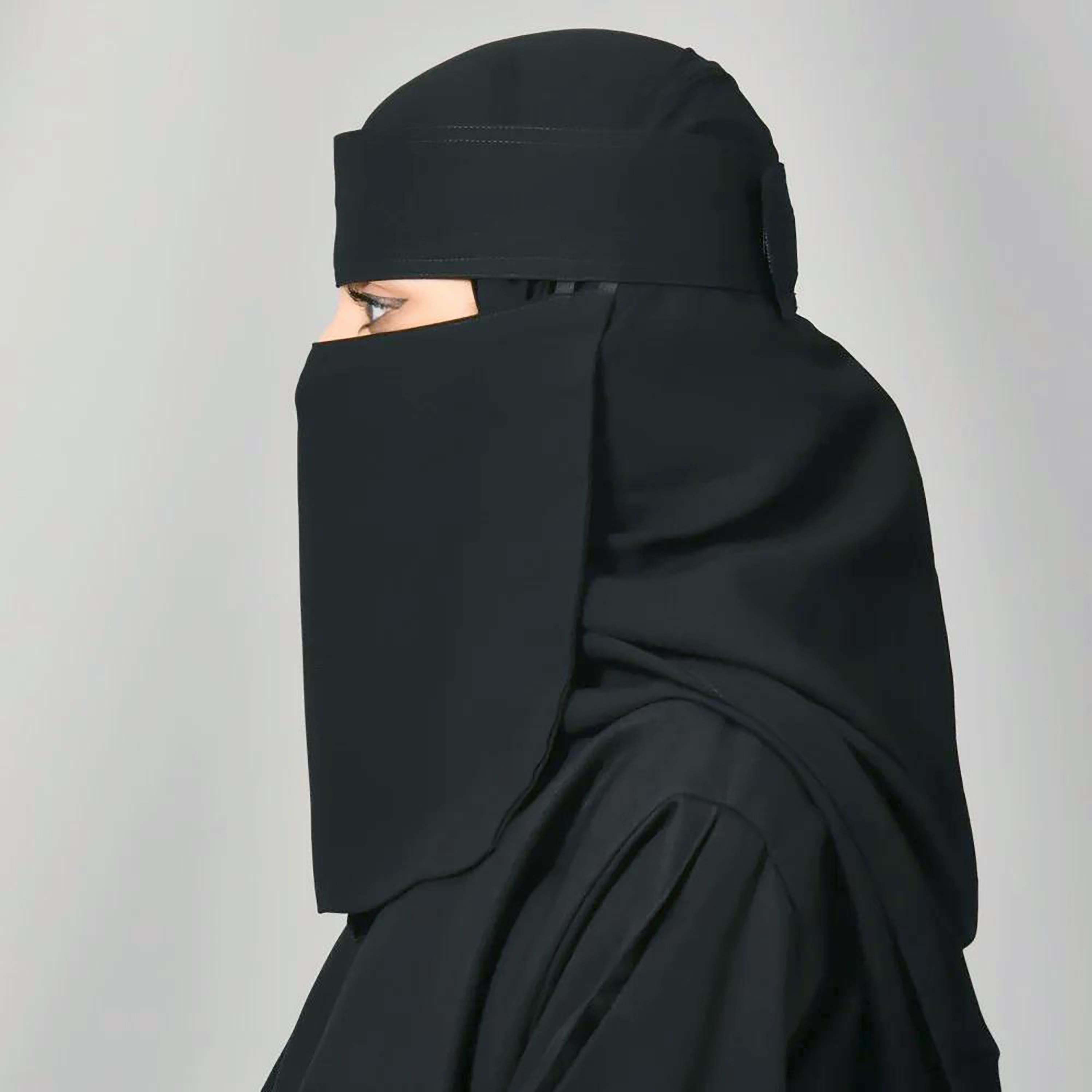 Outlet Black Delxue Women's Niqab-women-arabicclothing-headscarf-niqab-image-2