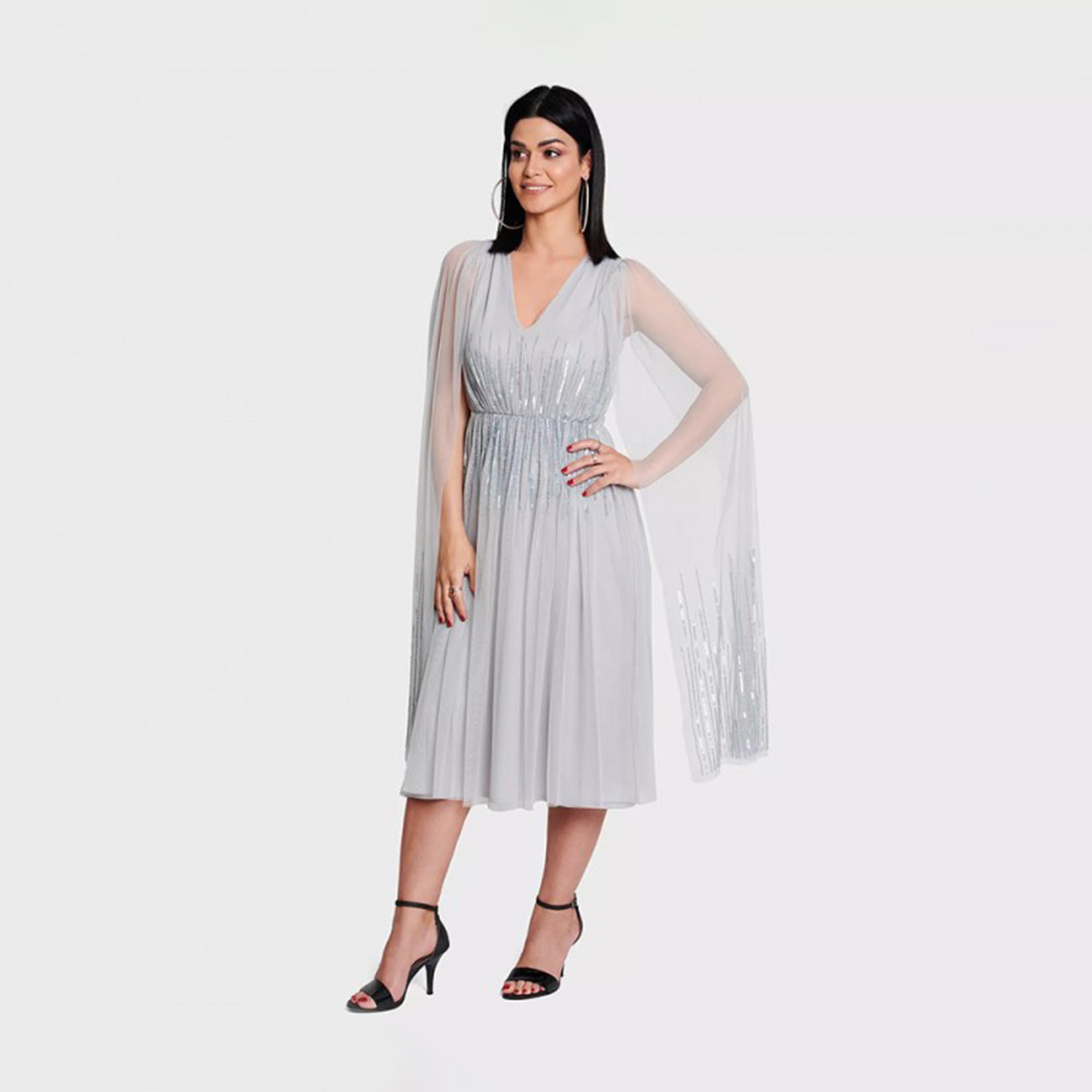 ليتل مسترس- فستان ماكسي بشكل A ياقة على شكل V اكمام واسعة-women-clothing-dresses-image-1