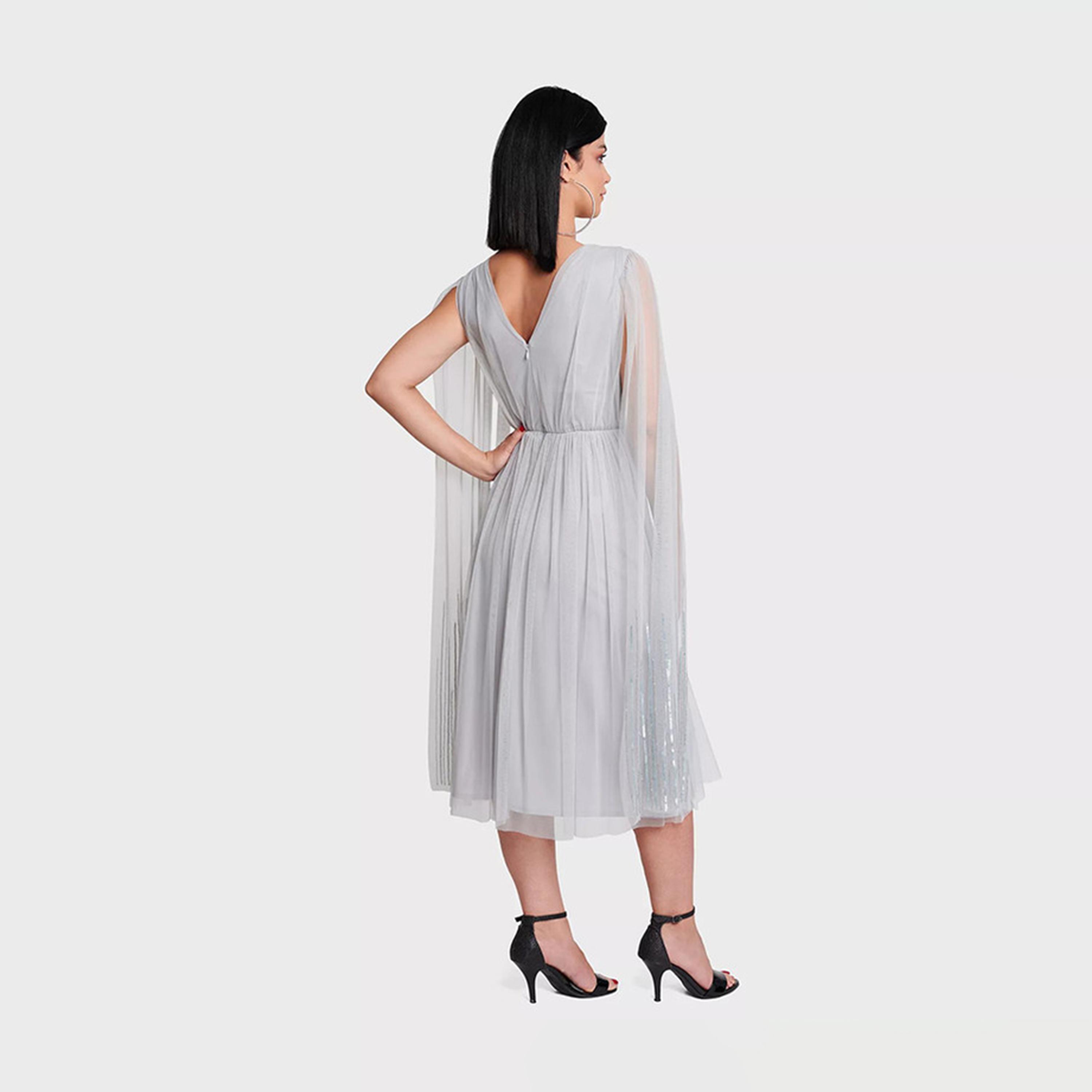 ليتل مسترس- فستان ماكسي بشكل A ياقة على شكل V اكمام واسعة-women-clothing-dresses-image-4