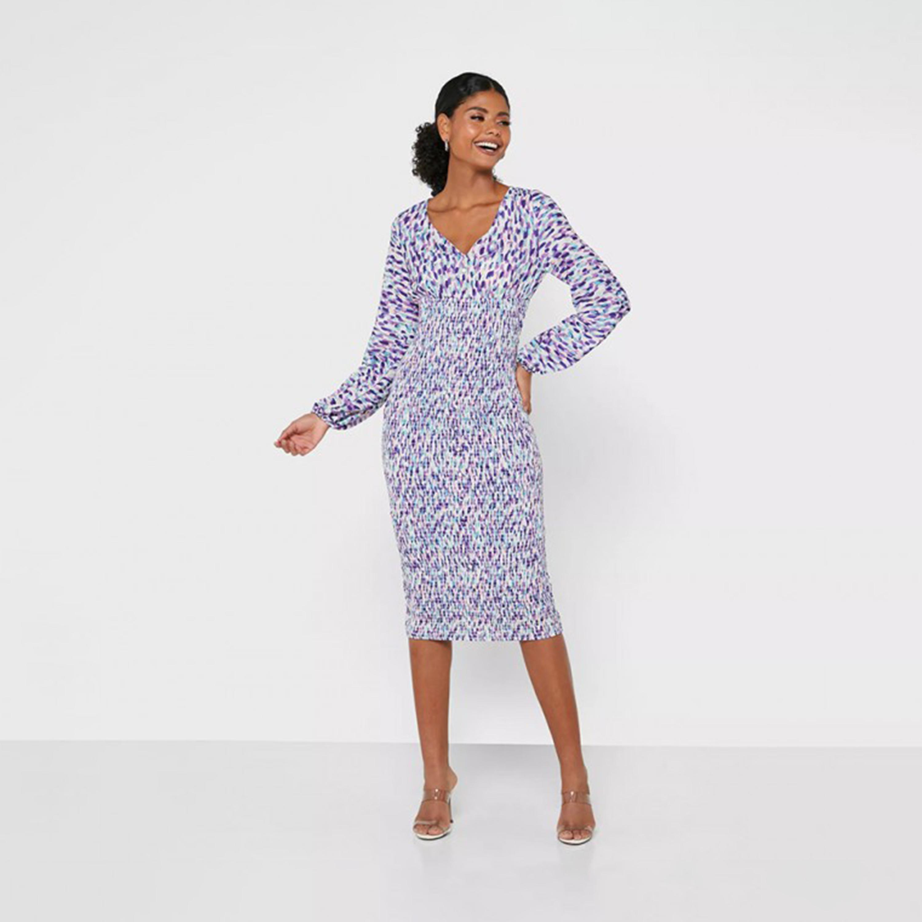 فستان ميدي ذو سموكد بمتعدد الألوان من ليتل ميسترس -women-clothing-dresses-image-1