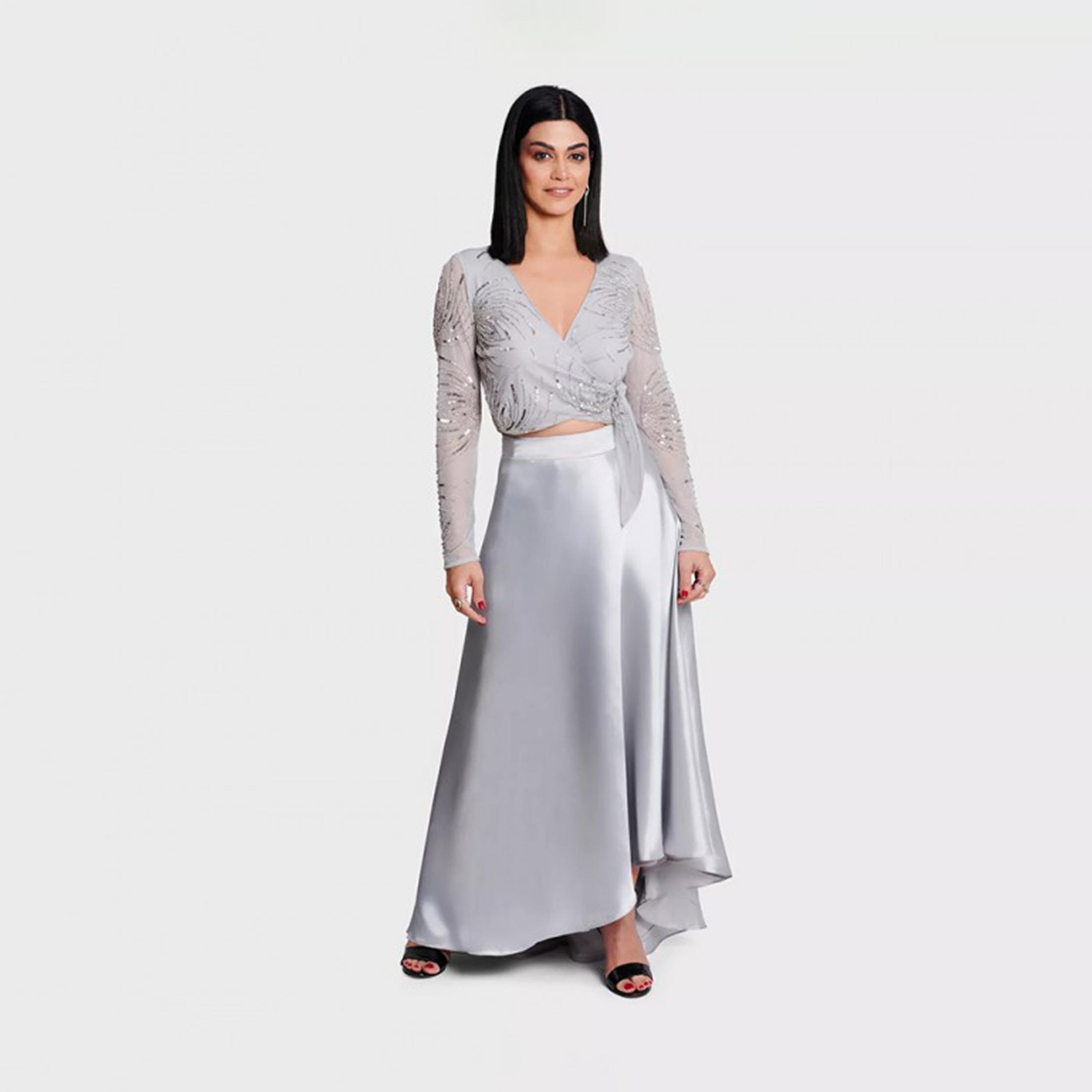 تنورة ماكسي غير متماثلة بطيات من ليتل ميستريس ساتان-women-clothing-skirts-image-2