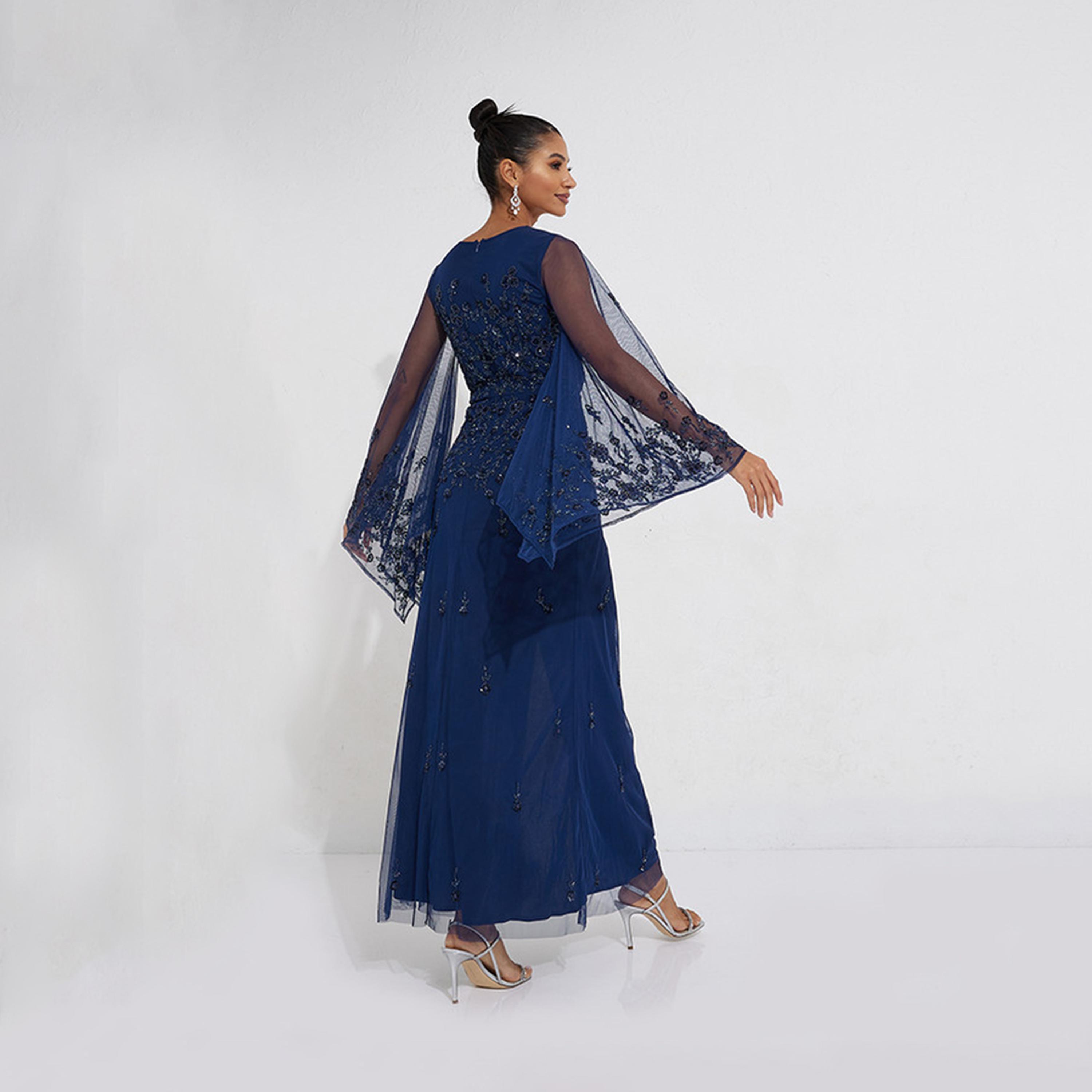 ليتل مسترس- فستان ماكسي ملفوف ياقة على شكل V أكمام طويلة-women-clothing-dresses-image-4