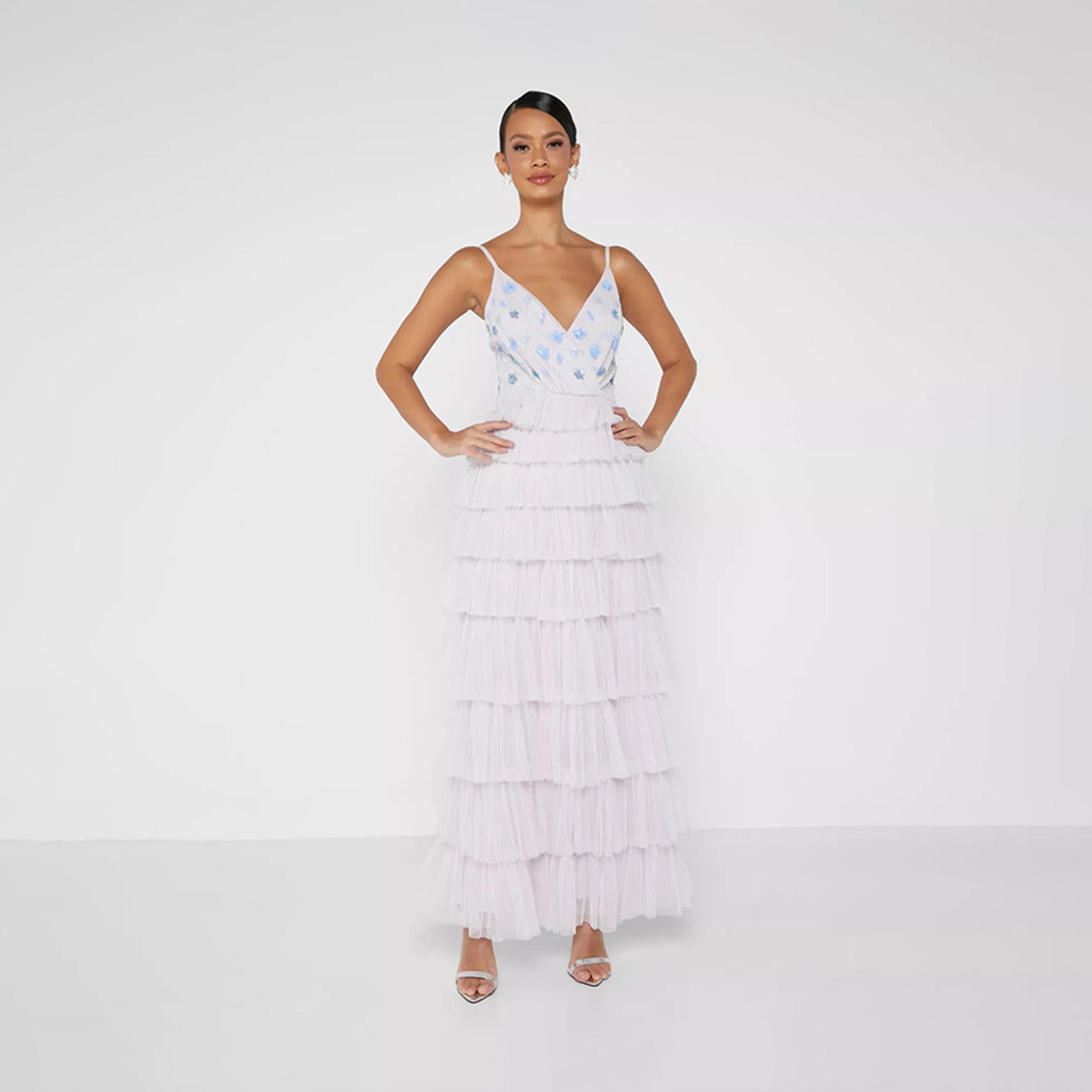 فستان سهرة بحمالات كتف مع مزين بالترتر الأرجواني من ليتل ميسترس -women-clothing-dresses-image-1