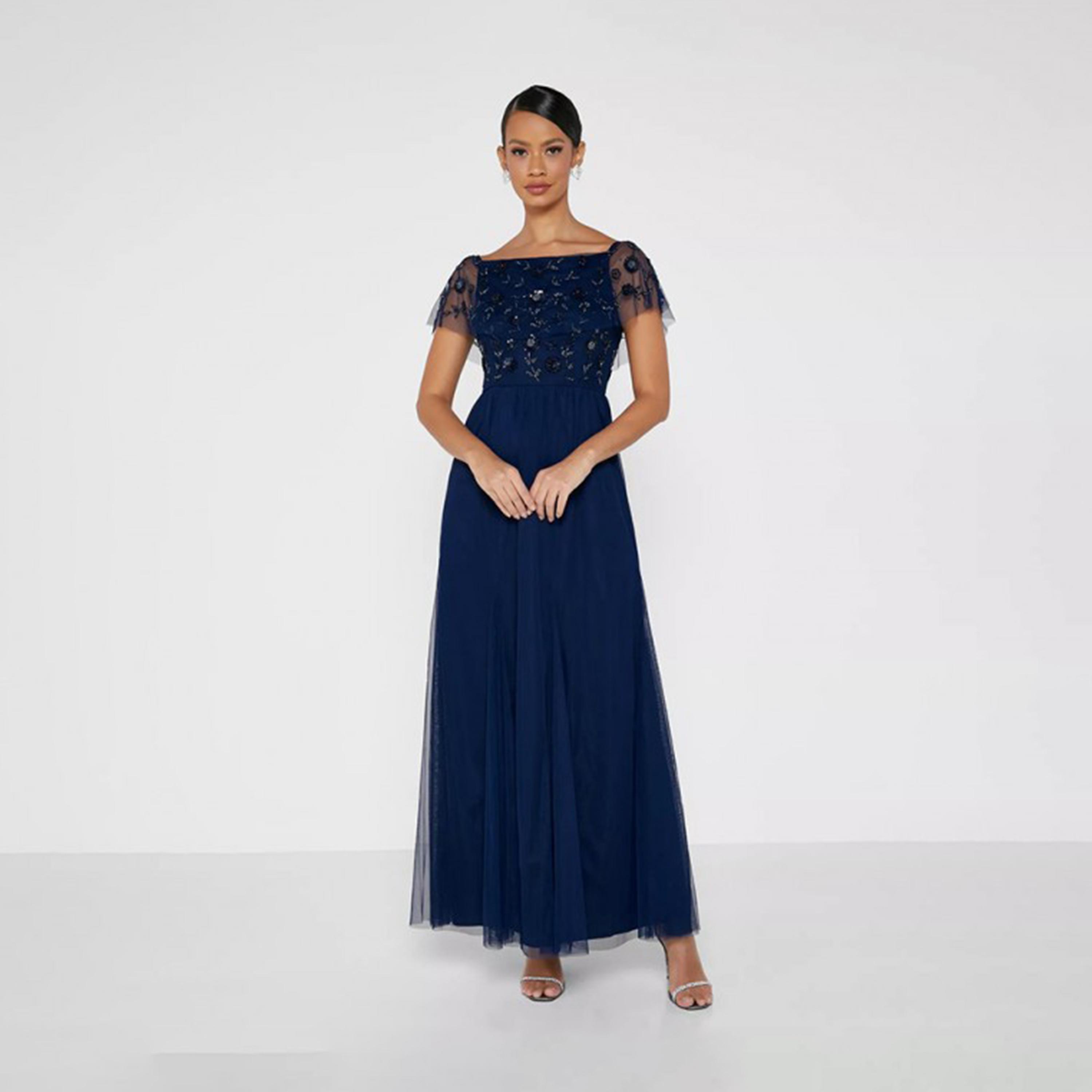 Little Mistress Navy Blue Embellished Evening Dress-women-clothing-dresses-image-1