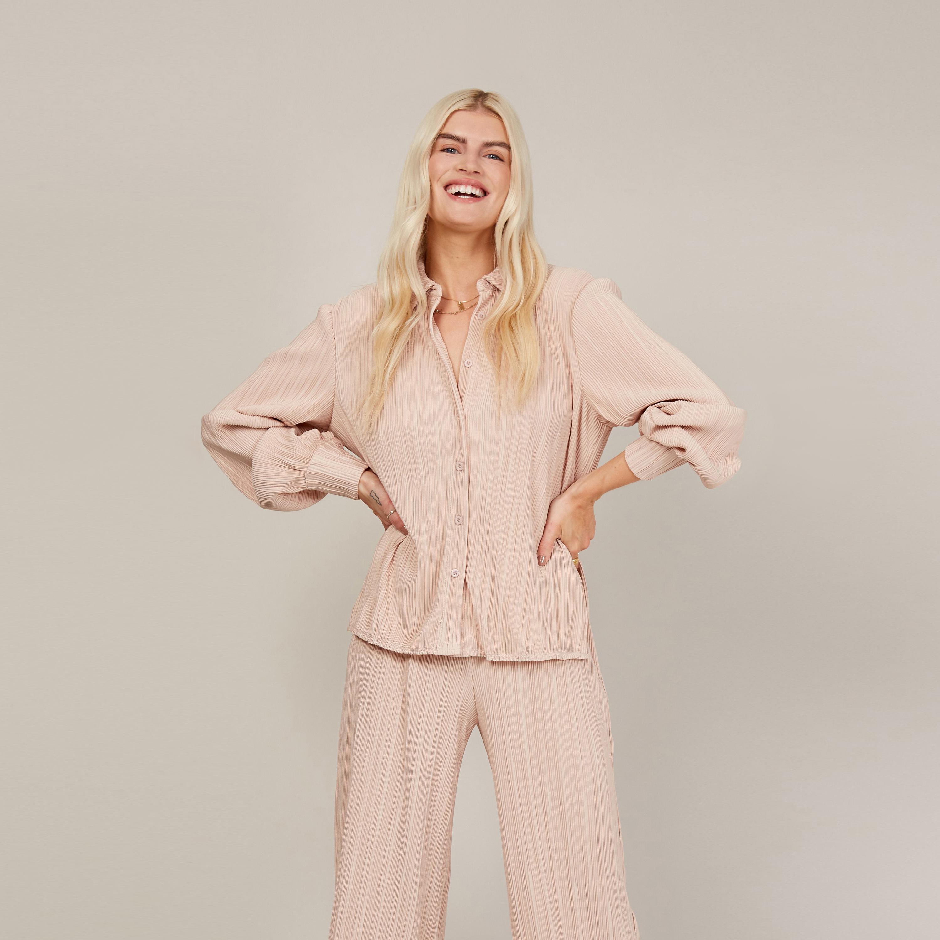 Little Mistress Textured Collared Dropped Sleeves Oversized Shirt-women-clothing-shirtsandblouses-shirts-image-1