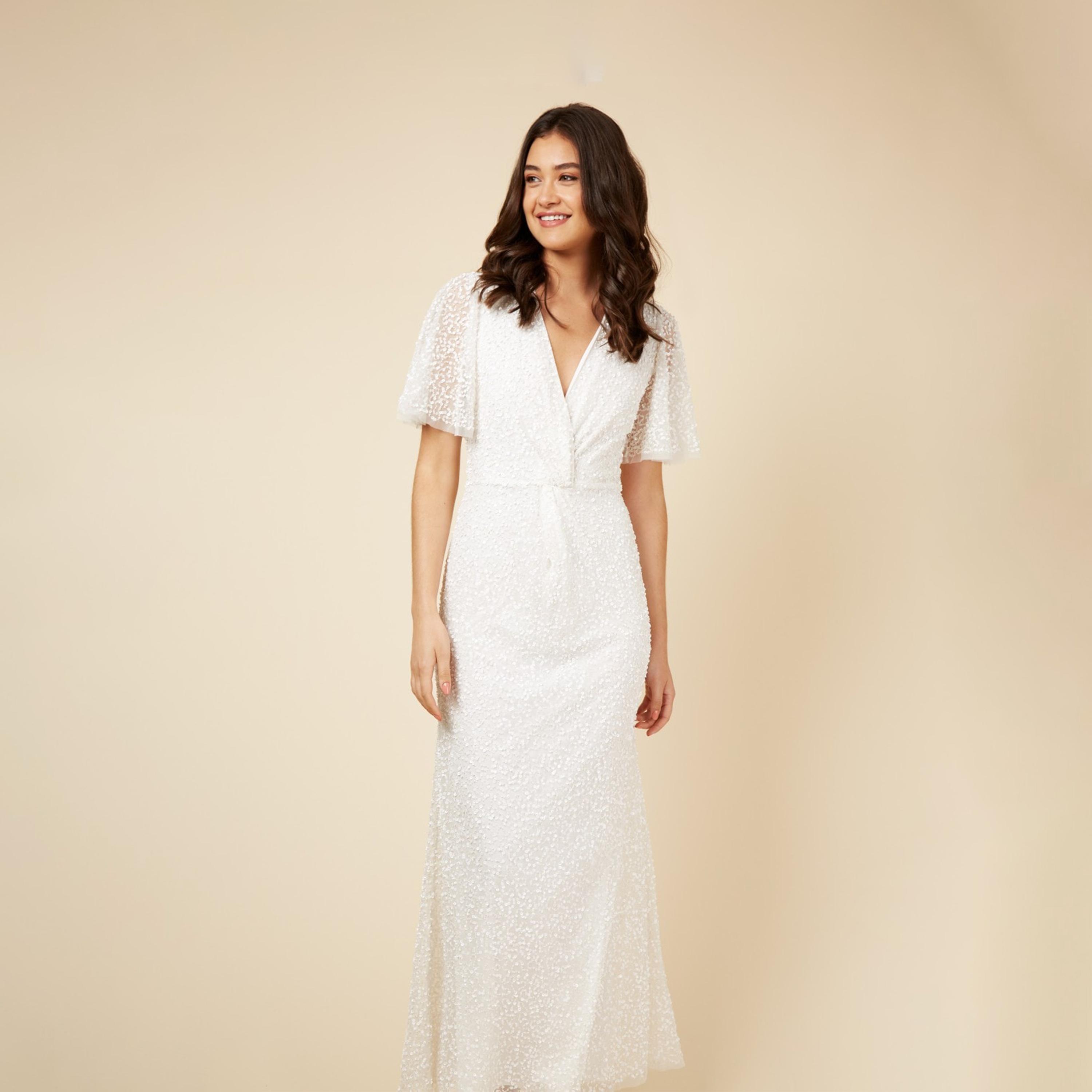 ليتل مسترس- فستان ماكسي ترتر بشكل A ياقة على شكل V أكمام قصيرة-women-clothing-dresses-image-2