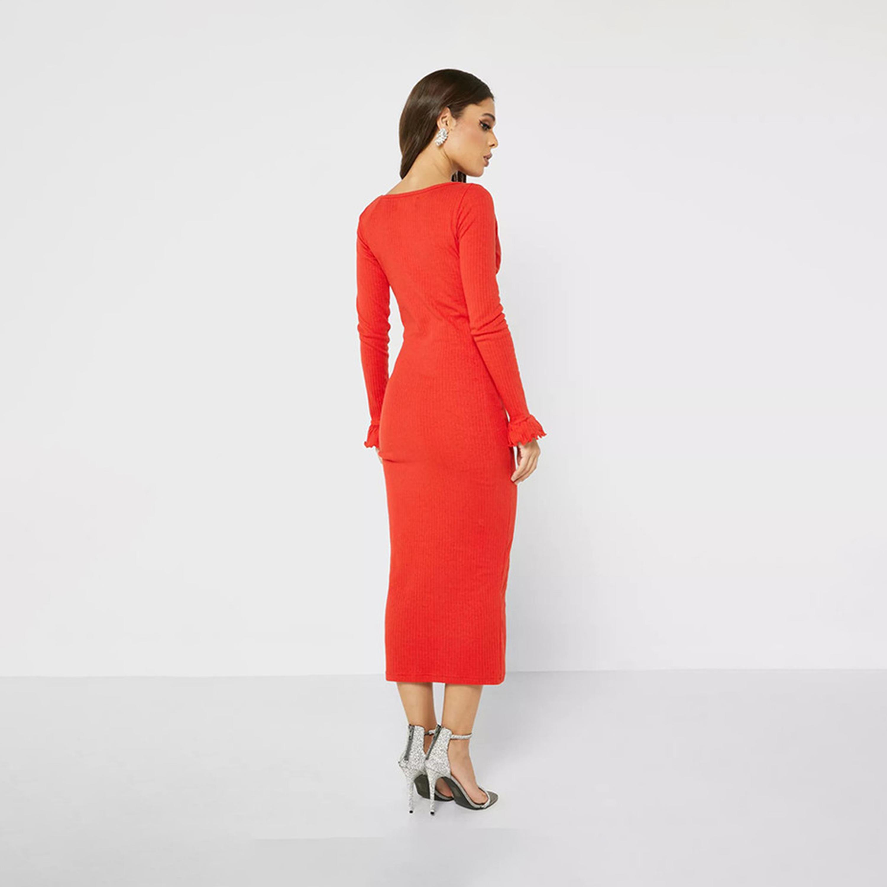 فستان ميدي بوديكون بلون احمر من ليتل ميسترس -women-clothing-dresses-image-2