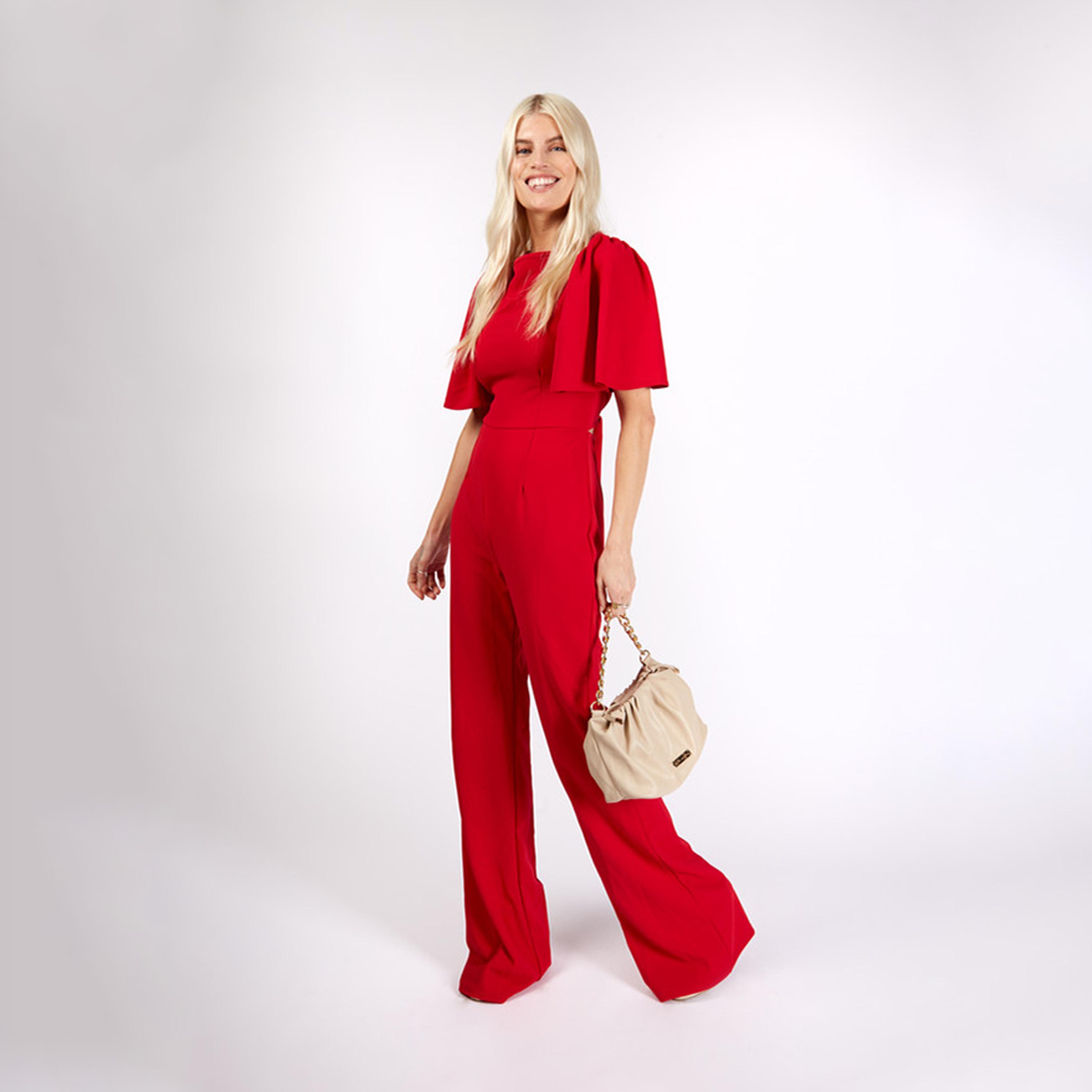 Little Mistress Round Neck Jumpsuit with Short Sleeves-women-clothing-jumpsuits-image-1