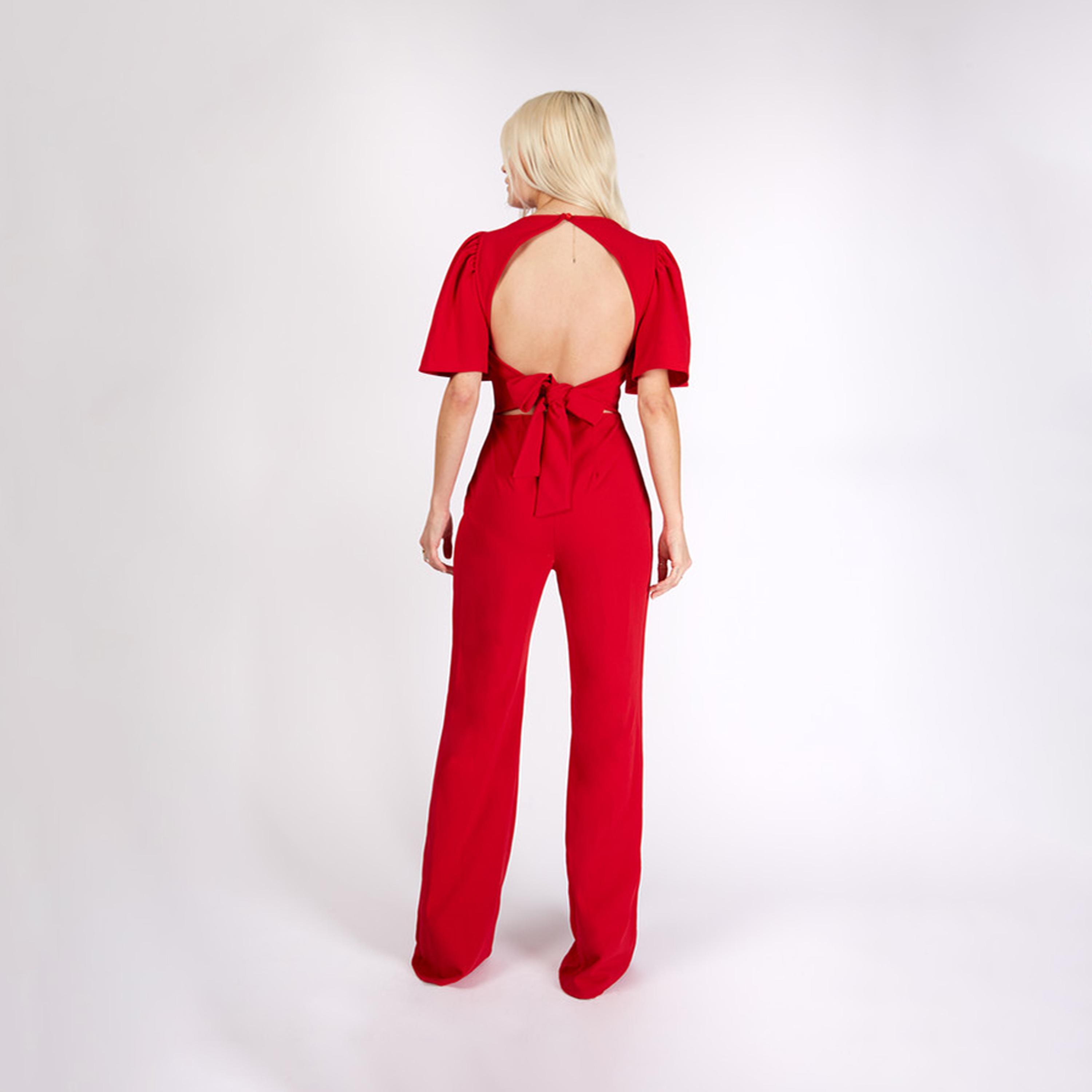 Little Mistress Round Neck Jumpsuit with Short Sleeves-women-clothing-jumpsuits-image-3