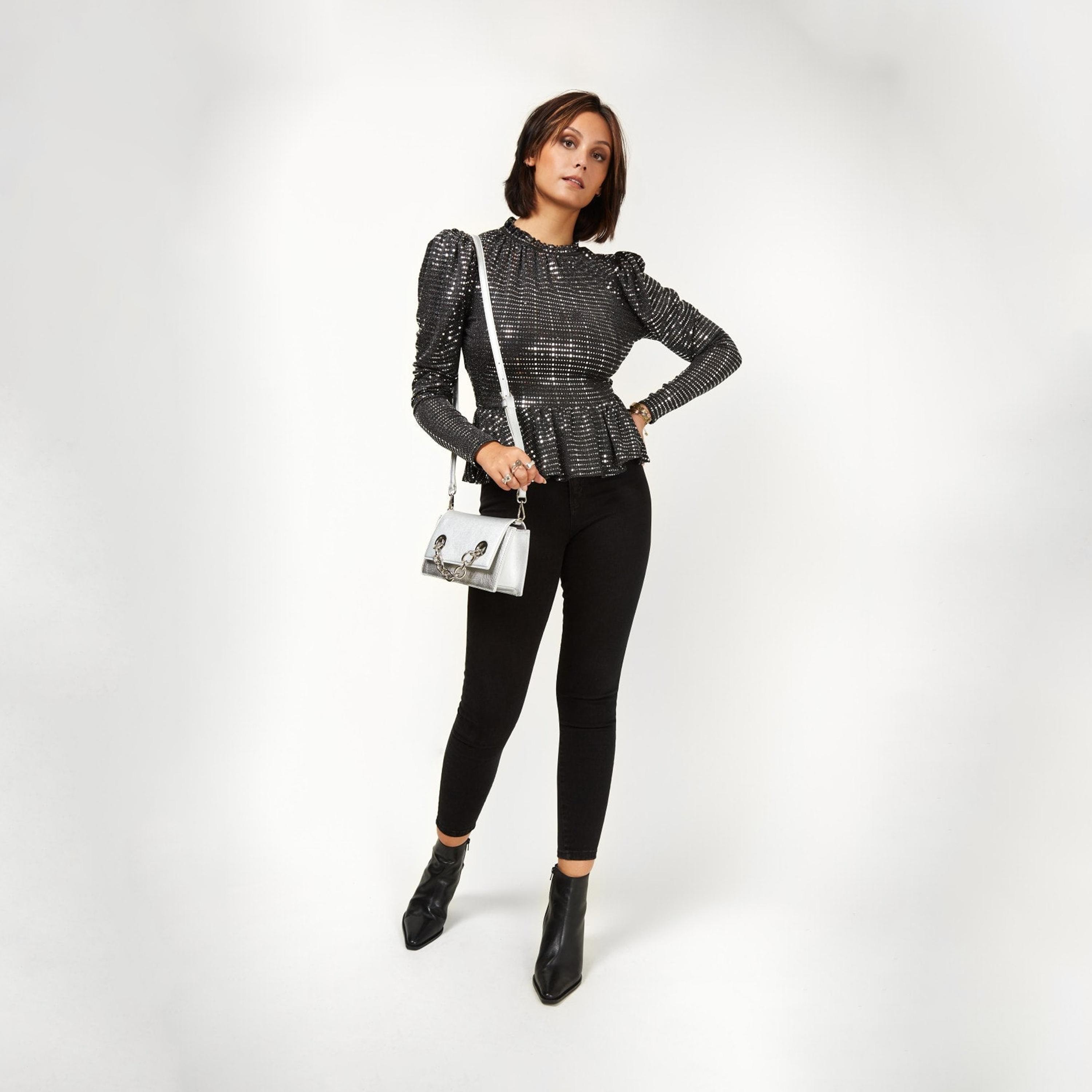 ليتل مسترس- بلوزة ياقة مستديرة مزين أكمام منفوخة-women-clothing-shirtsandblouses-blouses-image-2