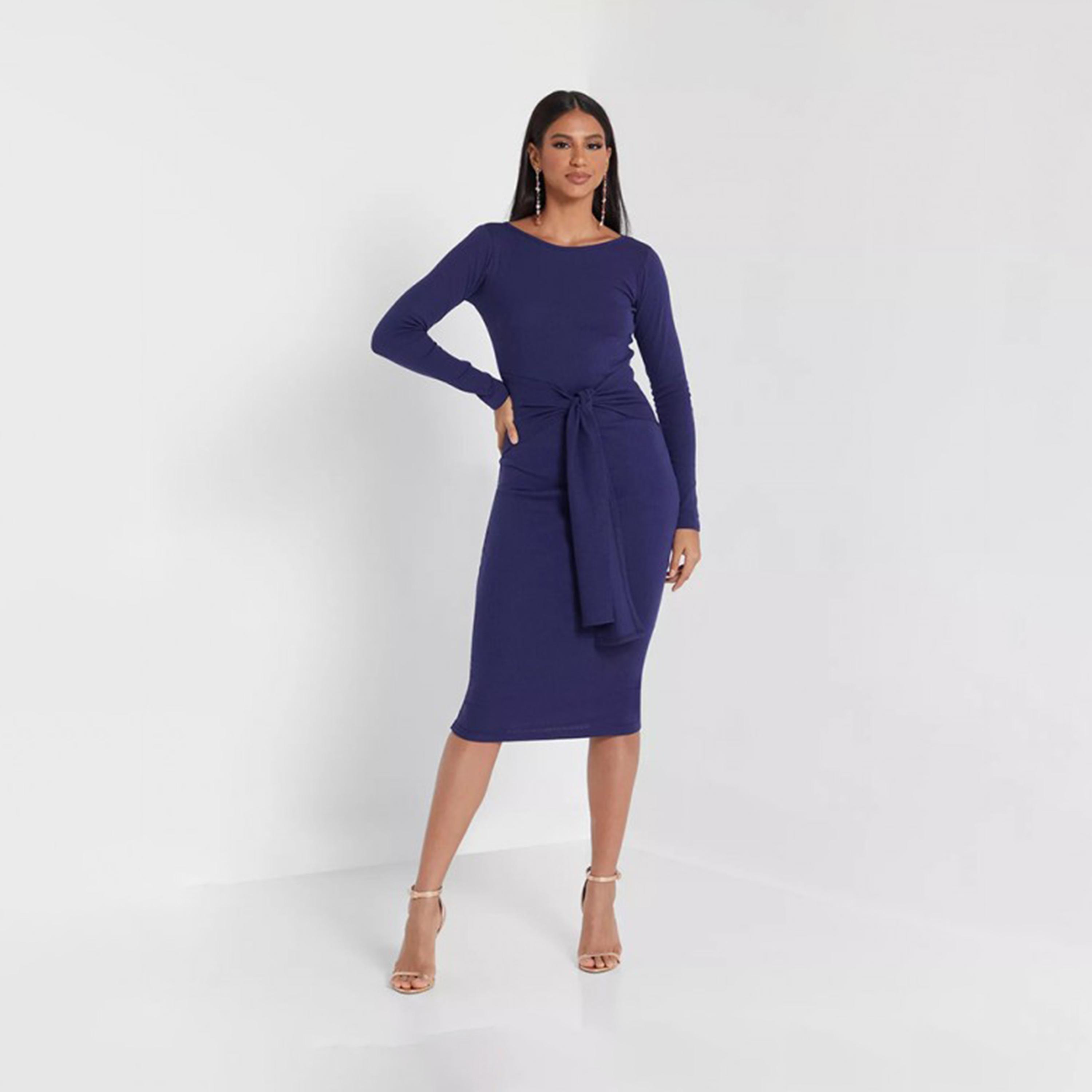 فستان ميدي بوديكون باللون الازرق الداكن من ليتل ميسترس -women-clothing-dresses-image-1