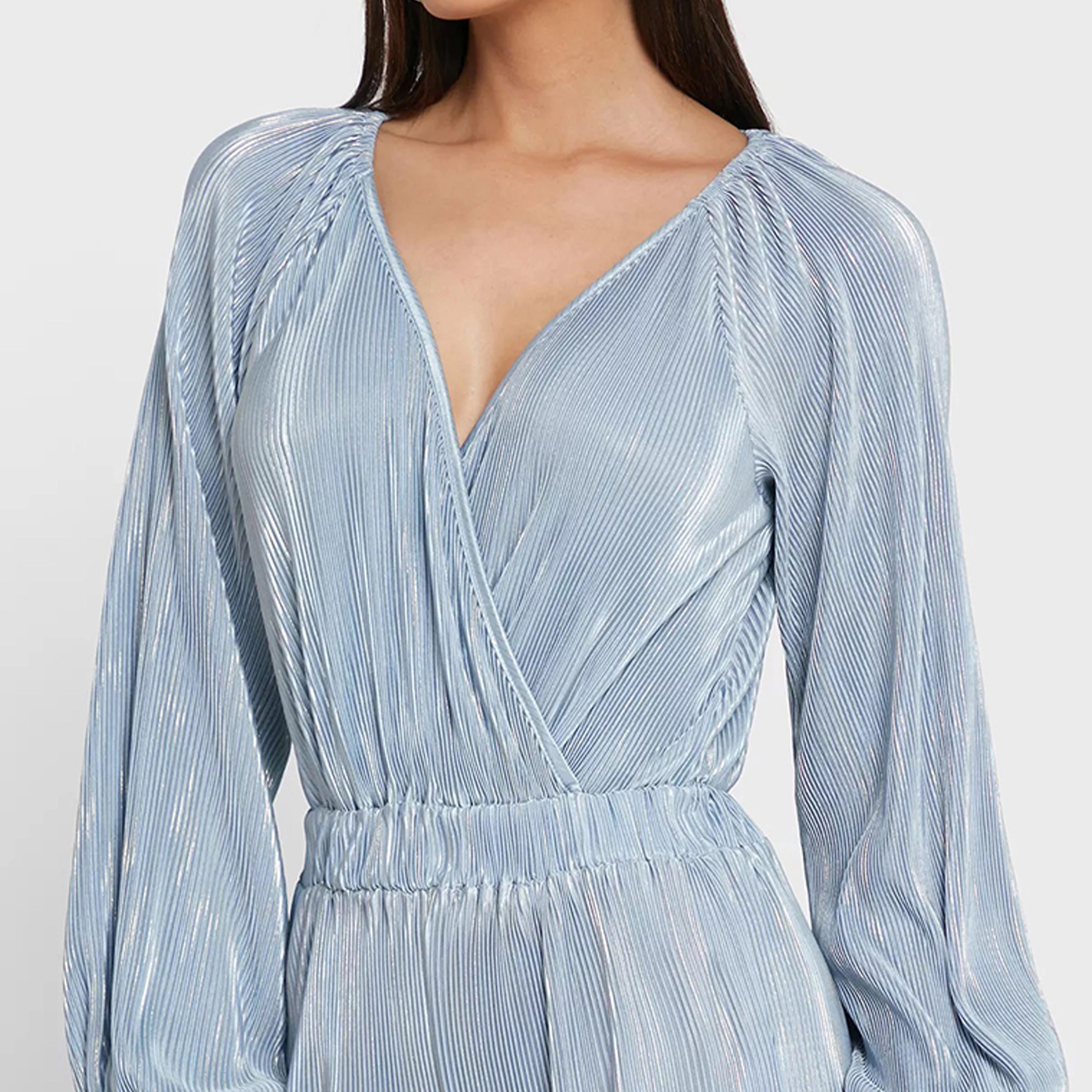 جمبسوت ذو تكسثرد بياقة على شكل فى مع أكمام طويلة من ليتل ميستريس ساتان-women-clothing-jumpsuits-image-3