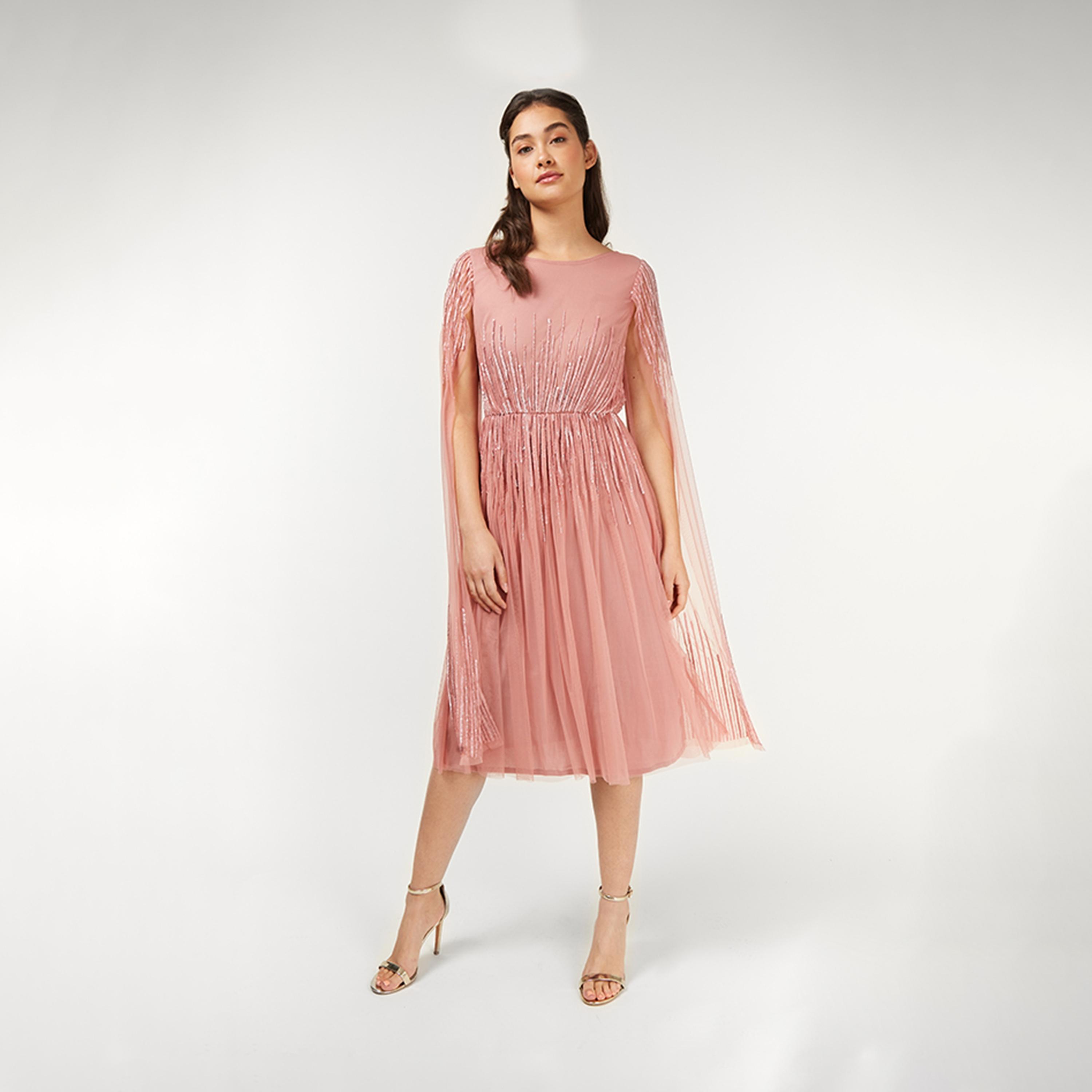 ليتل مسترس- فستان بشكل A ياقة مستديرة متوسط الطول أكمام طويلة-women-clothing-dresses-image-1