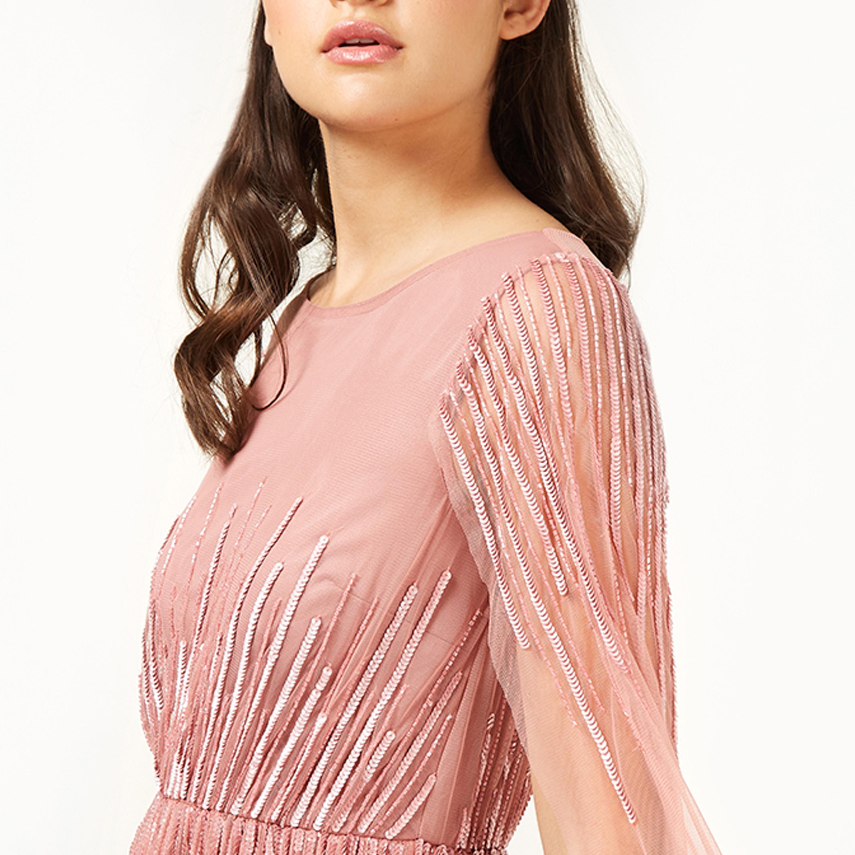 ليتل مسترس- فستان بشكل A ياقة مستديرة متوسط الطول أكمام طويلة-women-clothing-dresses-image-2