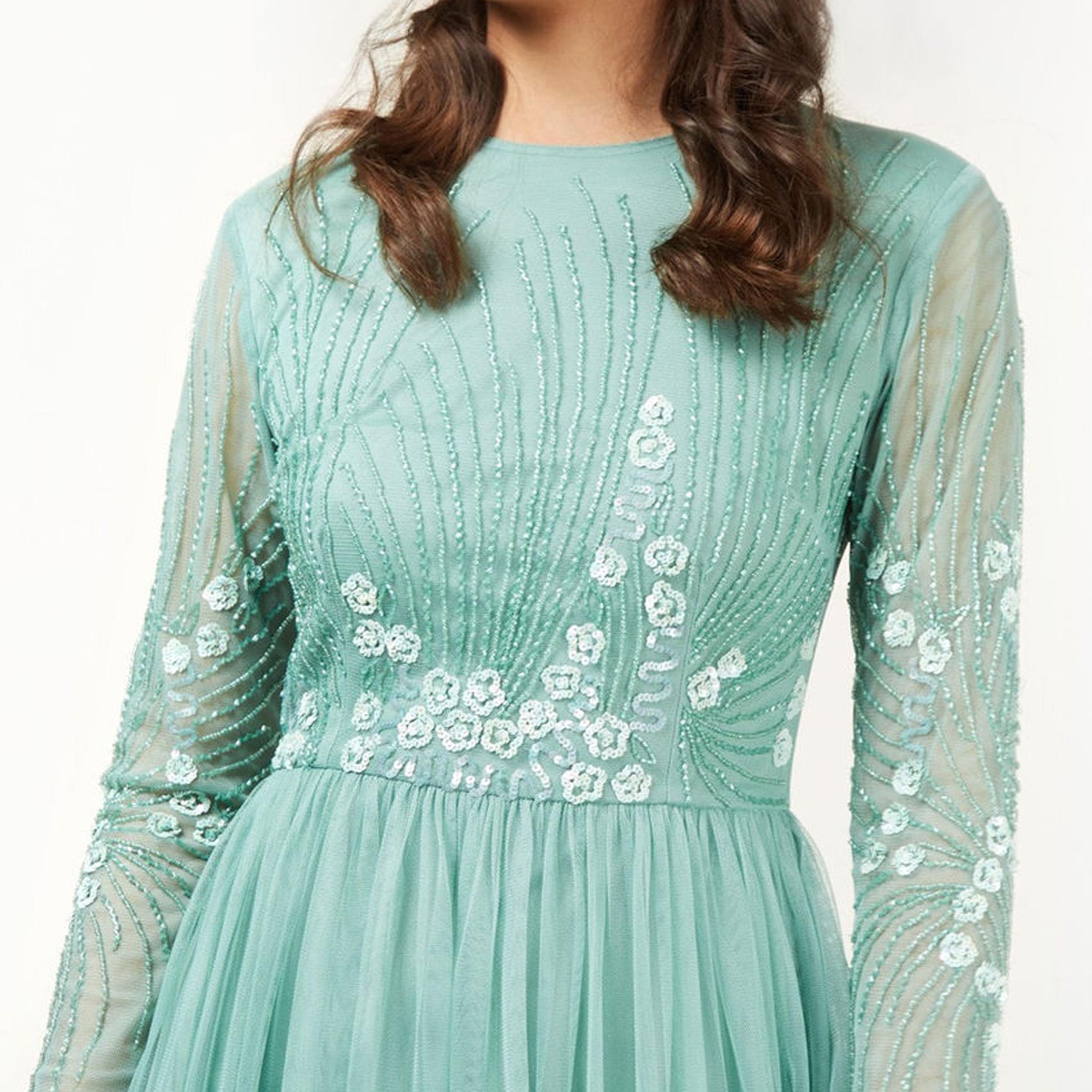 ليتل مسترس- فستان ماكسي بشكل A ياقة دائرية أكمام طويلة-women-clothing-dresses-image-2