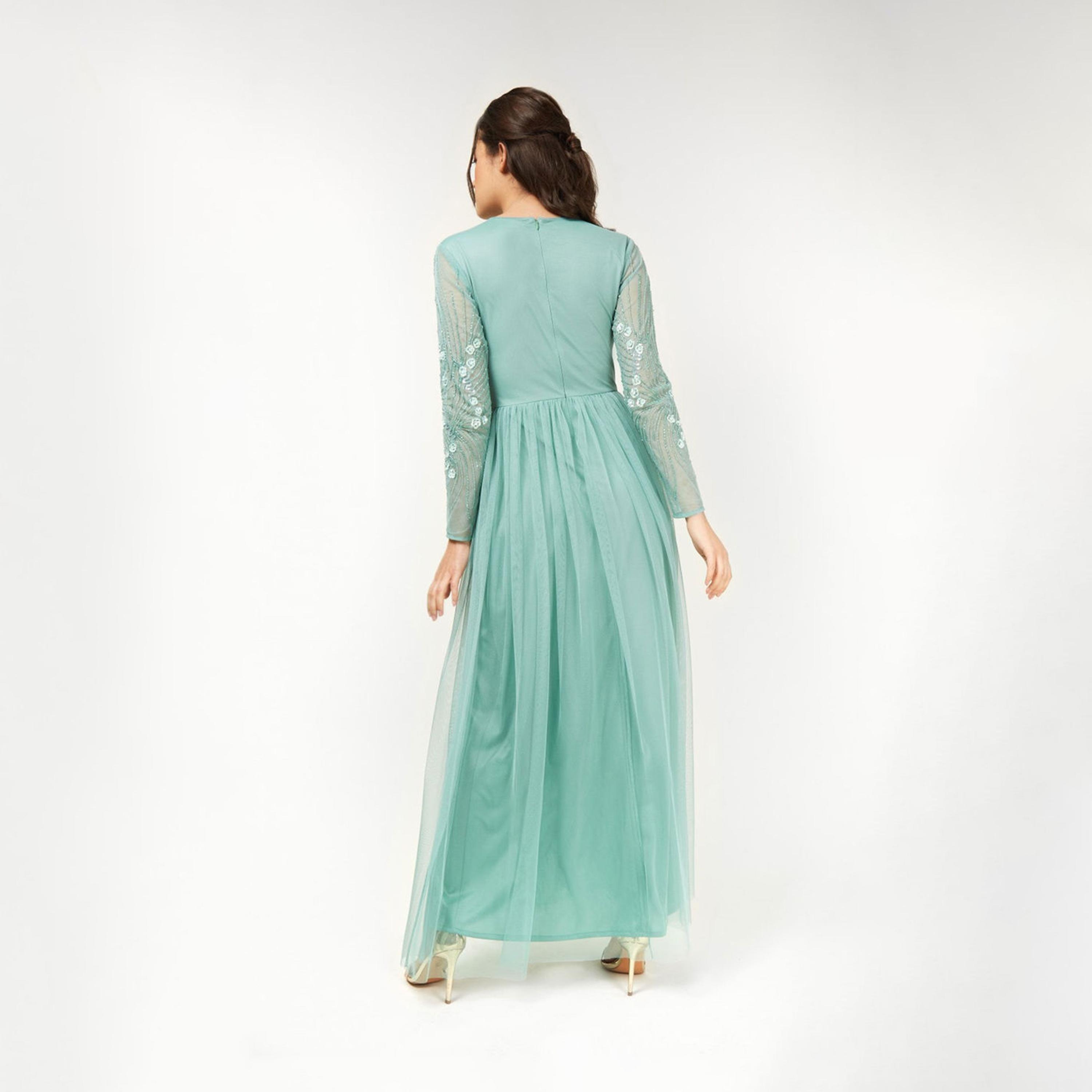 ليتل مسترس- فستان ماكسي بشكل A ياقة دائرية أكمام طويلة-women-clothing-dresses-image-3