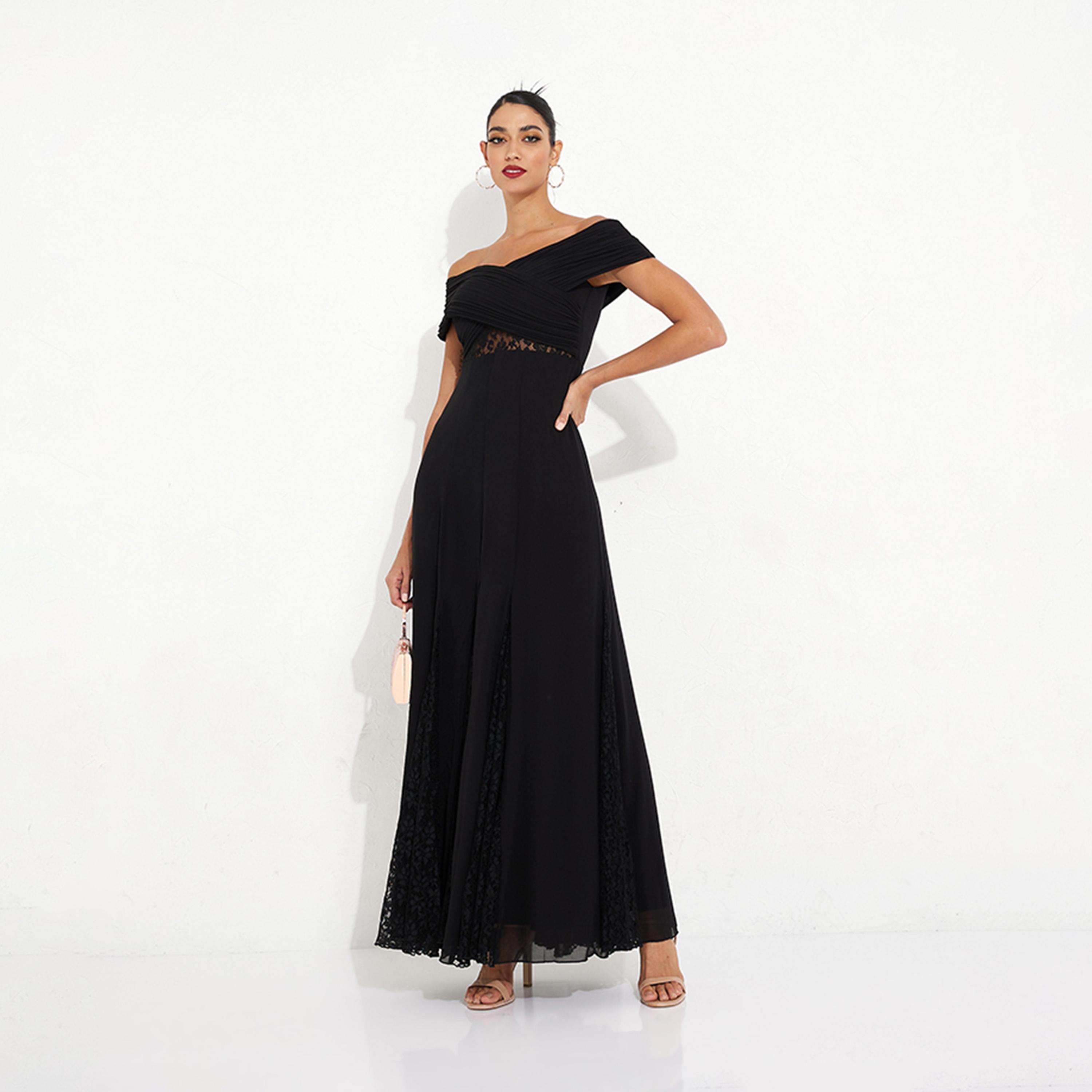 ليتل مسترس- فستان ماكسي دانتيل شكل A أكمام قصيرة-women-clothing-dresses-image-2