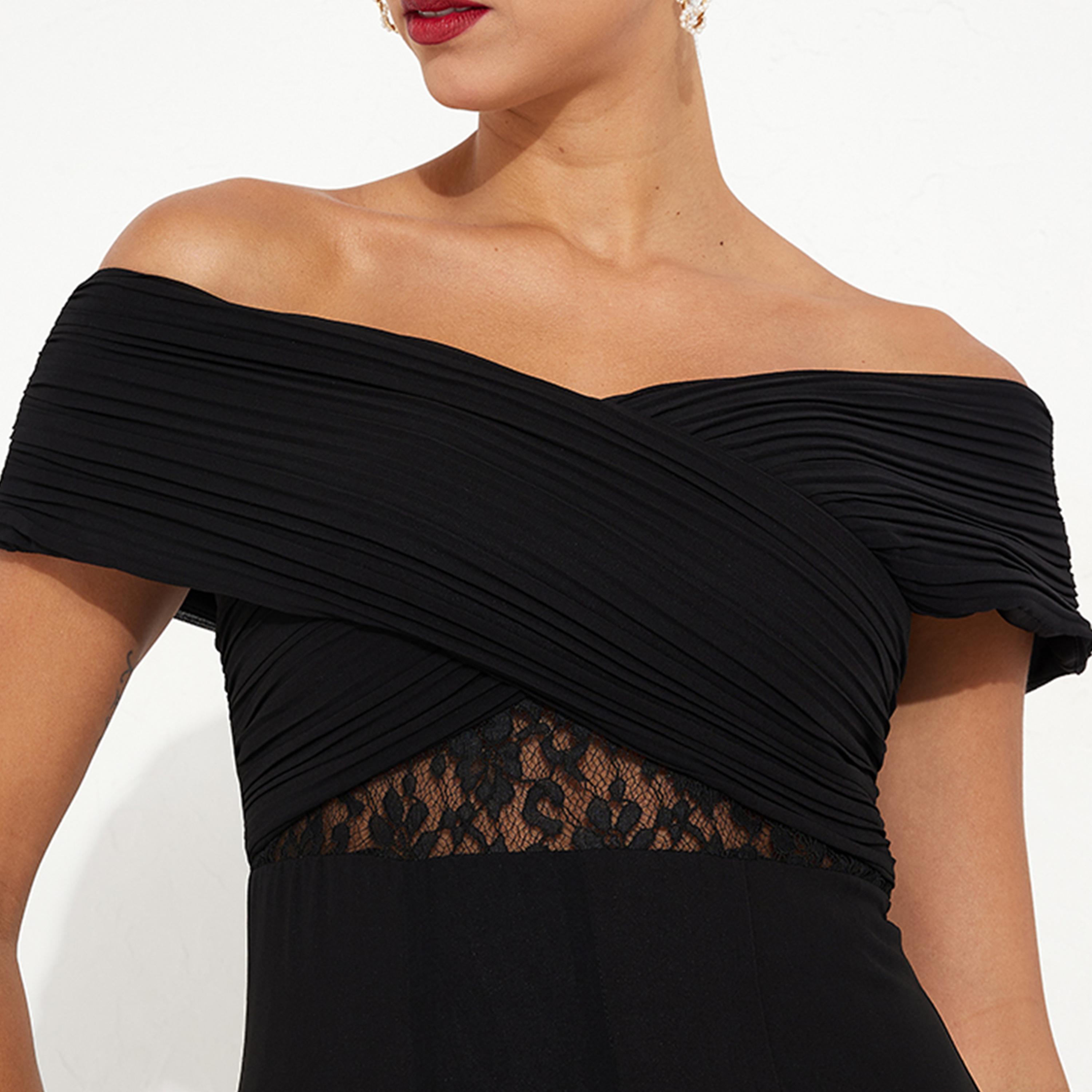 ليتل مسترس- فستان ماكسي دانتيل شكل A أكمام قصيرة-women-clothing-dresses-image-3