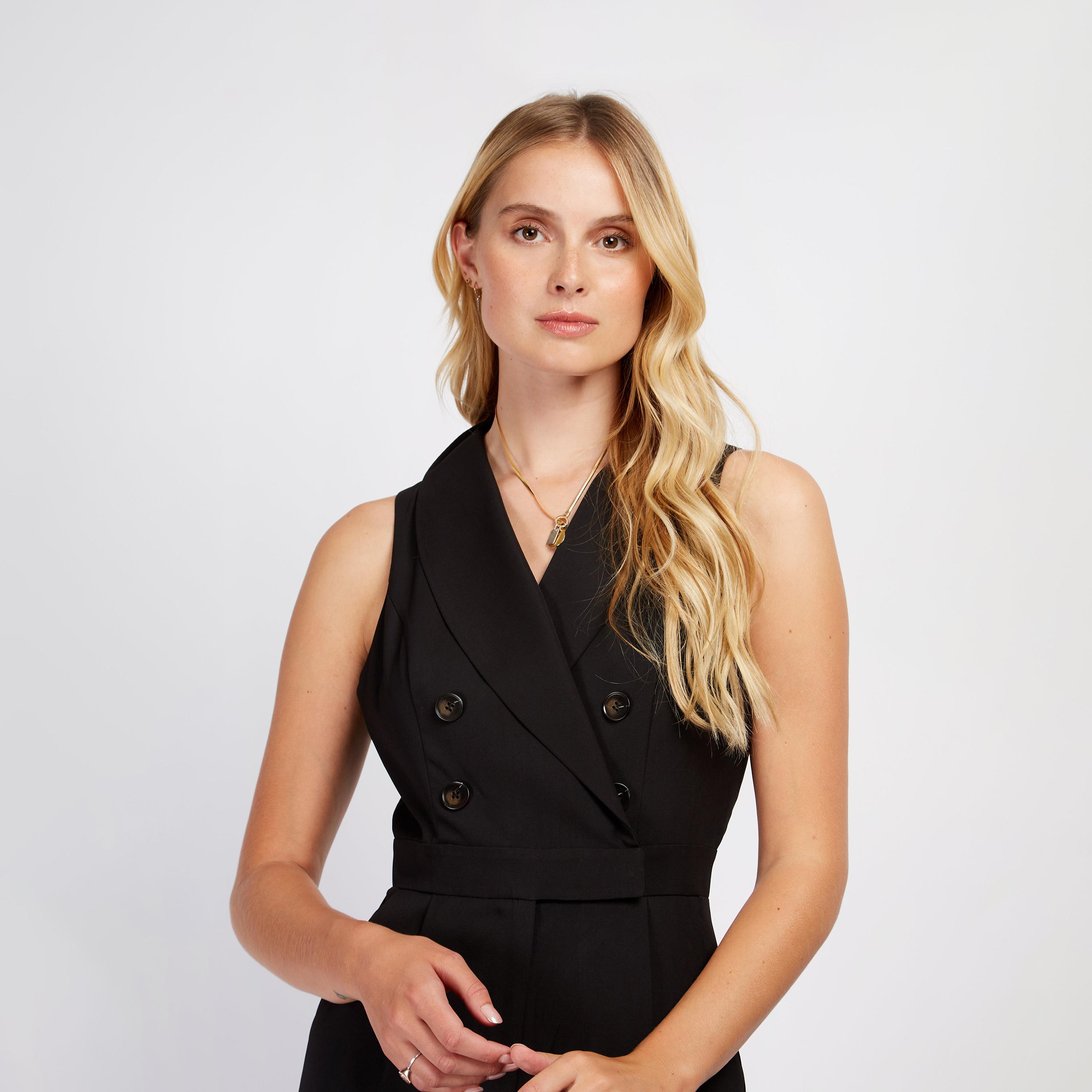 ليتل مسترس- جمبسوت ياقة على شكل V بدون أكمام-women-clothing-jumpsuits-image-3