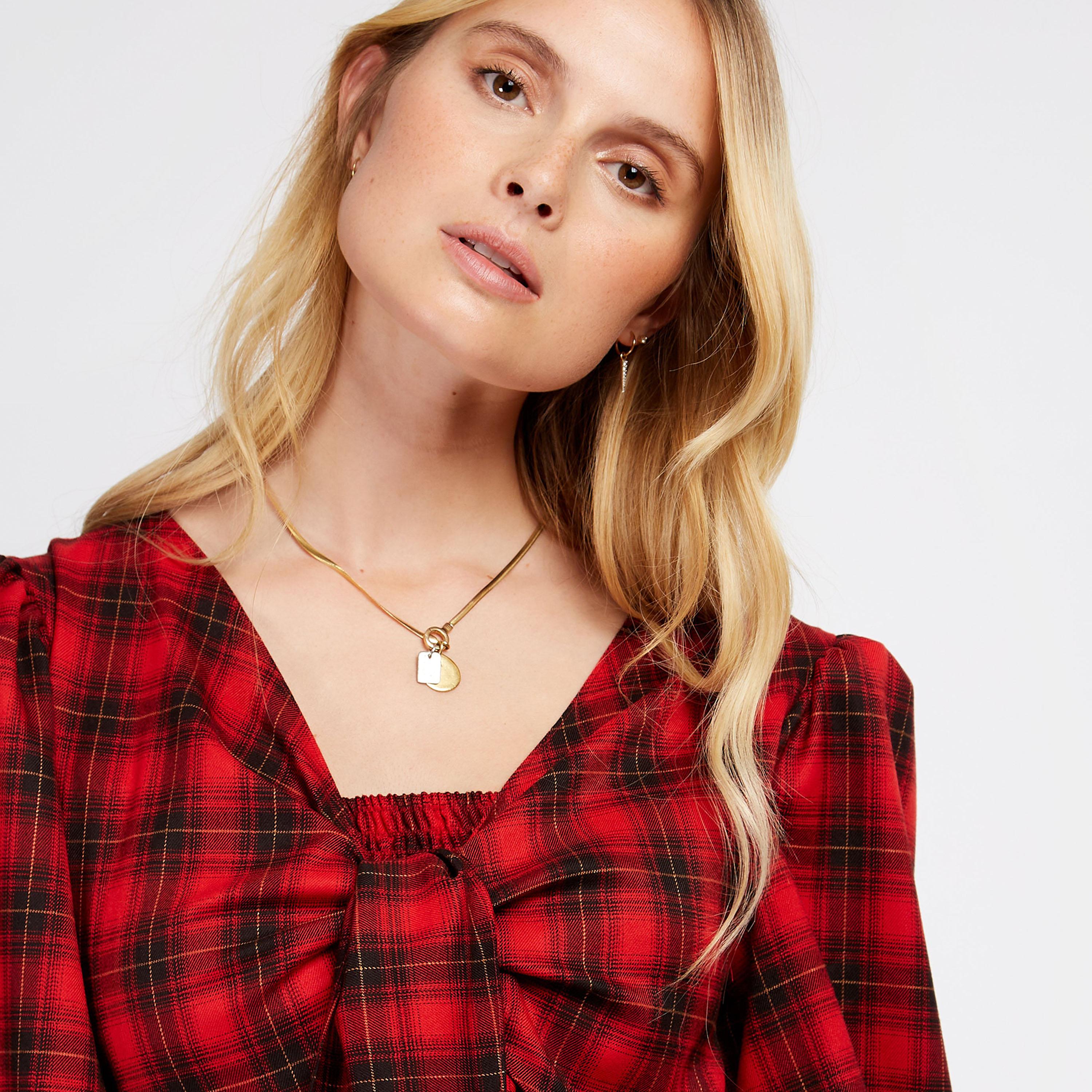 Little Mistress Checked Collared Jumpsuit with Puff Sleeves-women-clothing-jumpsuits-image-3