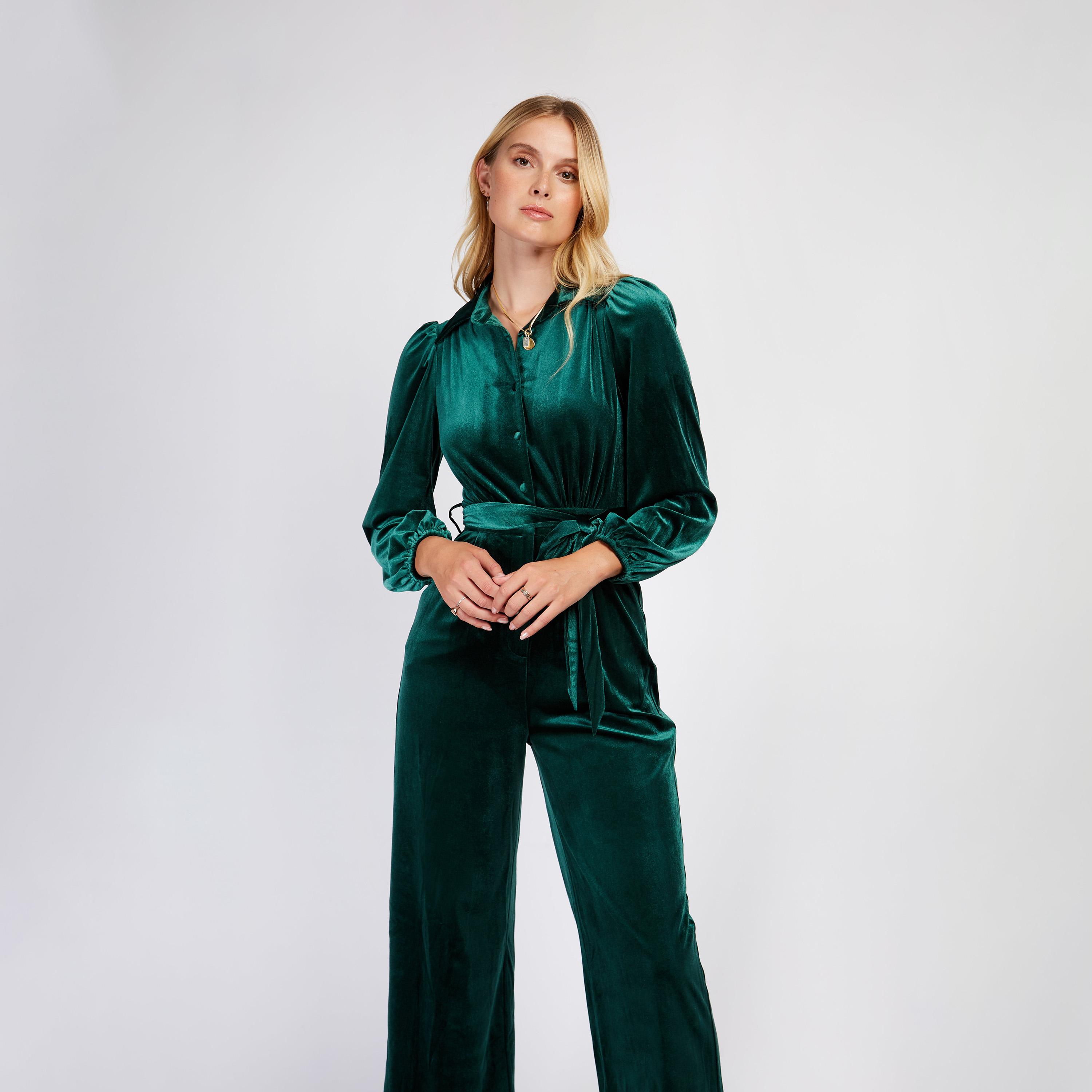 Little Mistress Satin Collared Jumpsuit with Long Sleeves-women-clothing-jumpsuits-image-2