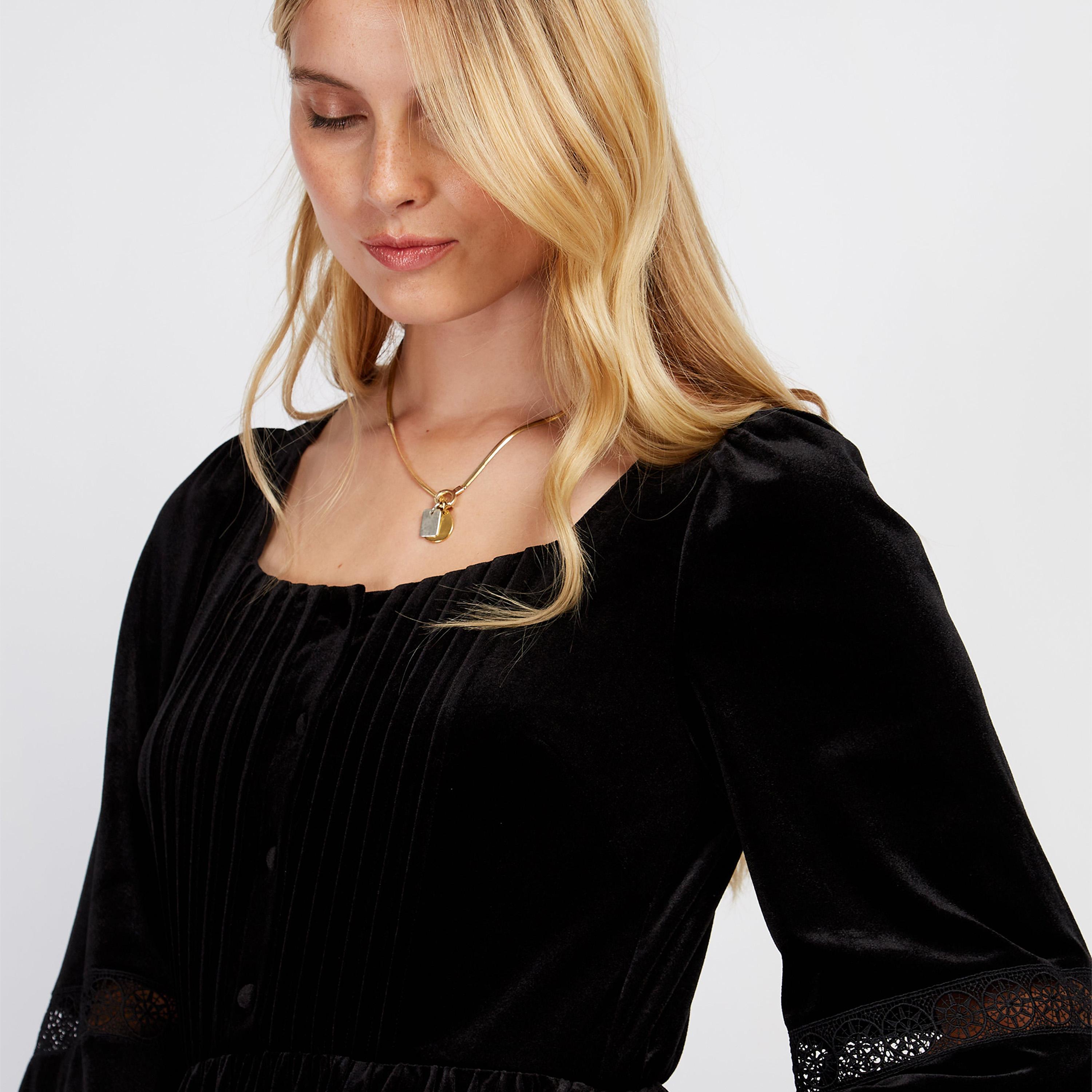 ليتل مسترس- فستان بشكل A ياقة مربعة متوسط الطول أكمام طويلة-women-clothing-dresses-image-3