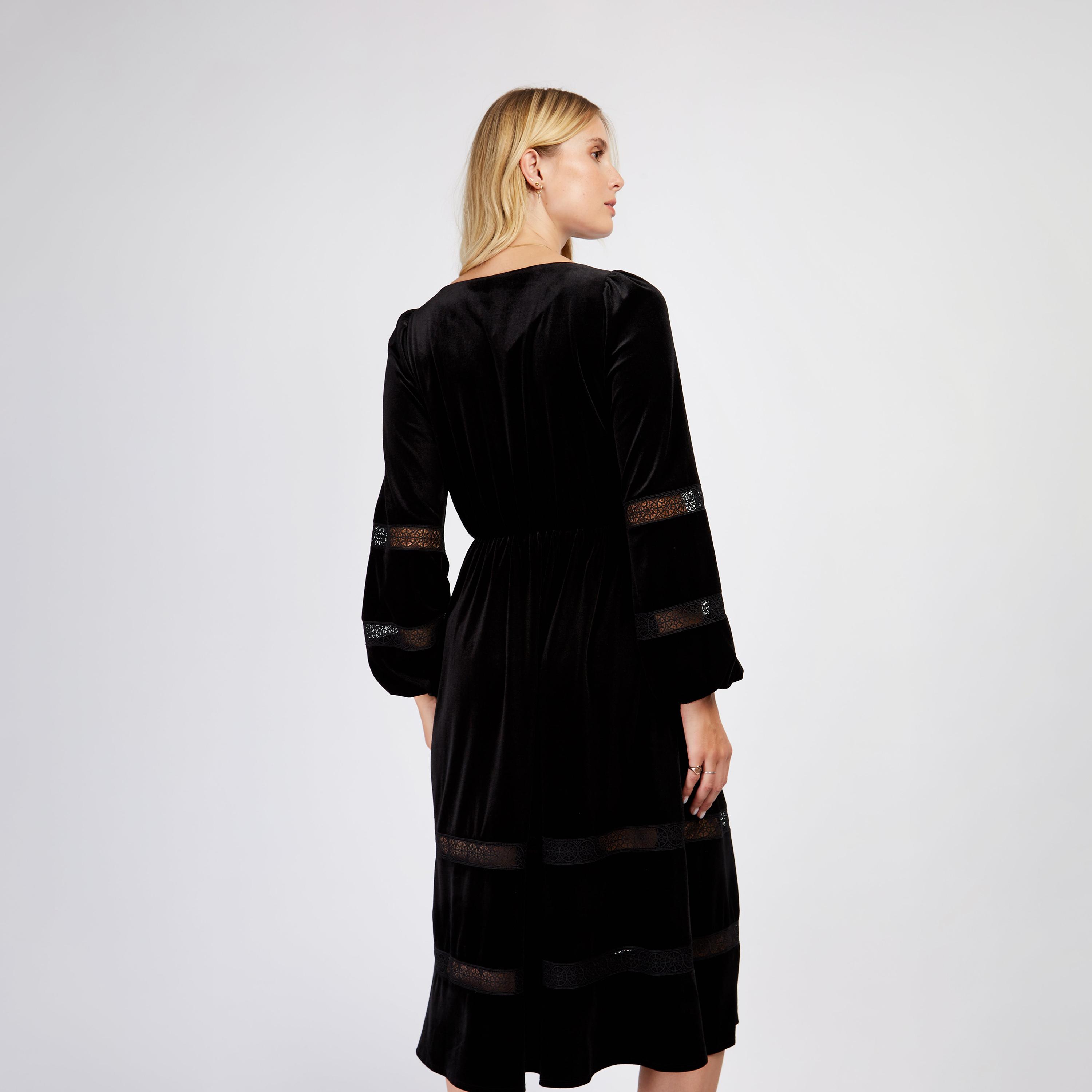 ليتل مسترس- فستان بشكل A ياقة مربعة متوسط الطول أكمام طويلة-women-clothing-dresses-image-4