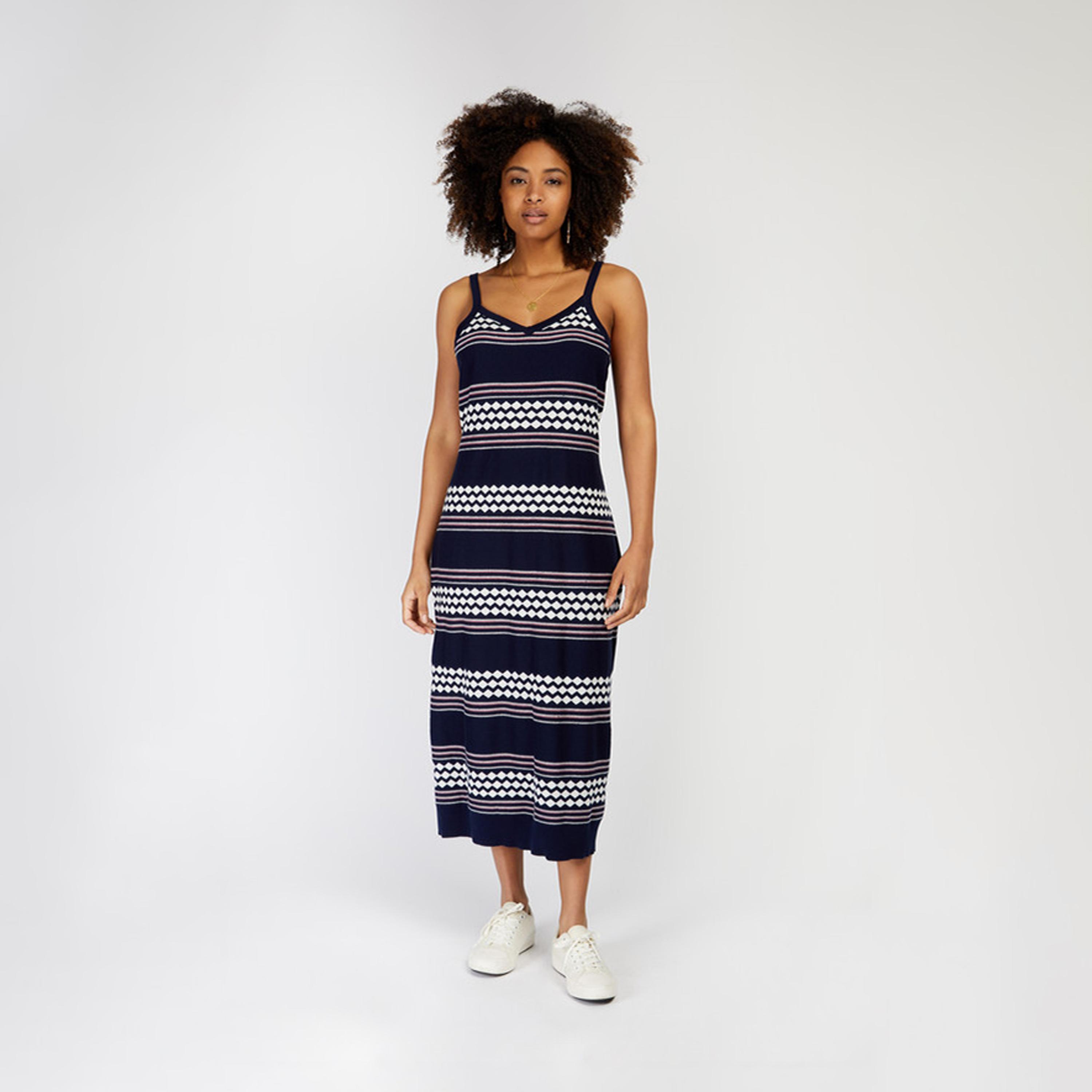 ليتل مسترس- فستان ميدي مخطط ياقة على شكل V أحزمة كتف-women-clothing-dresses-image-1