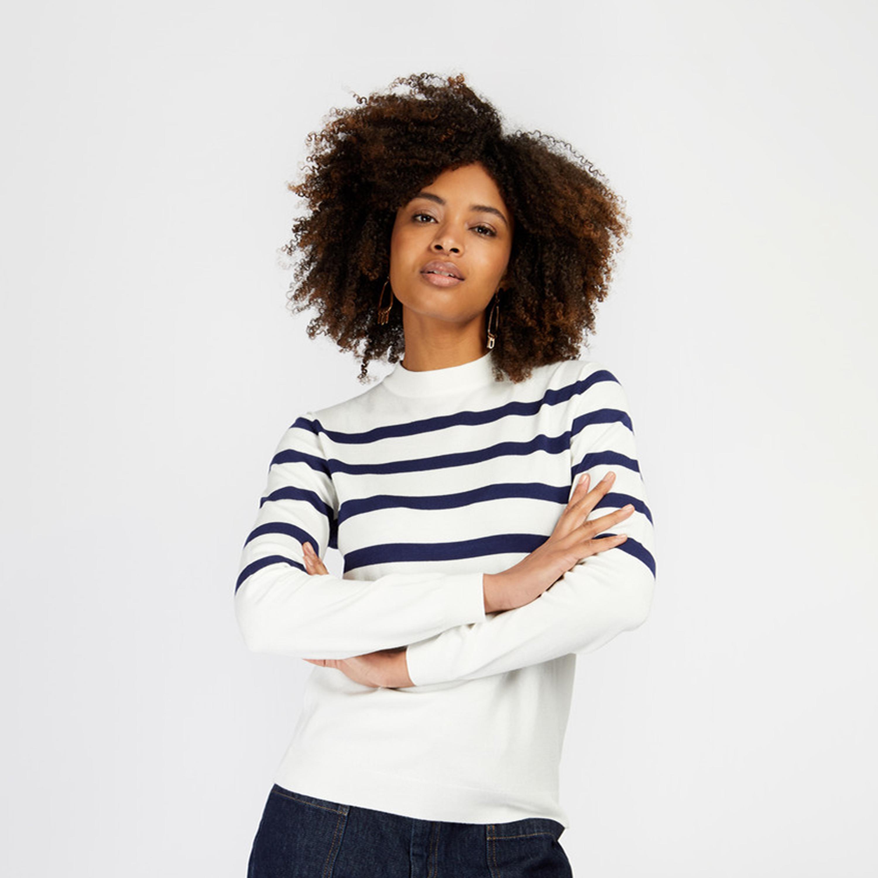 Little Mistress Stripes Crew Neck Long Sleeves Top-women-clothing-shirtsandblouses-blouses-image-1