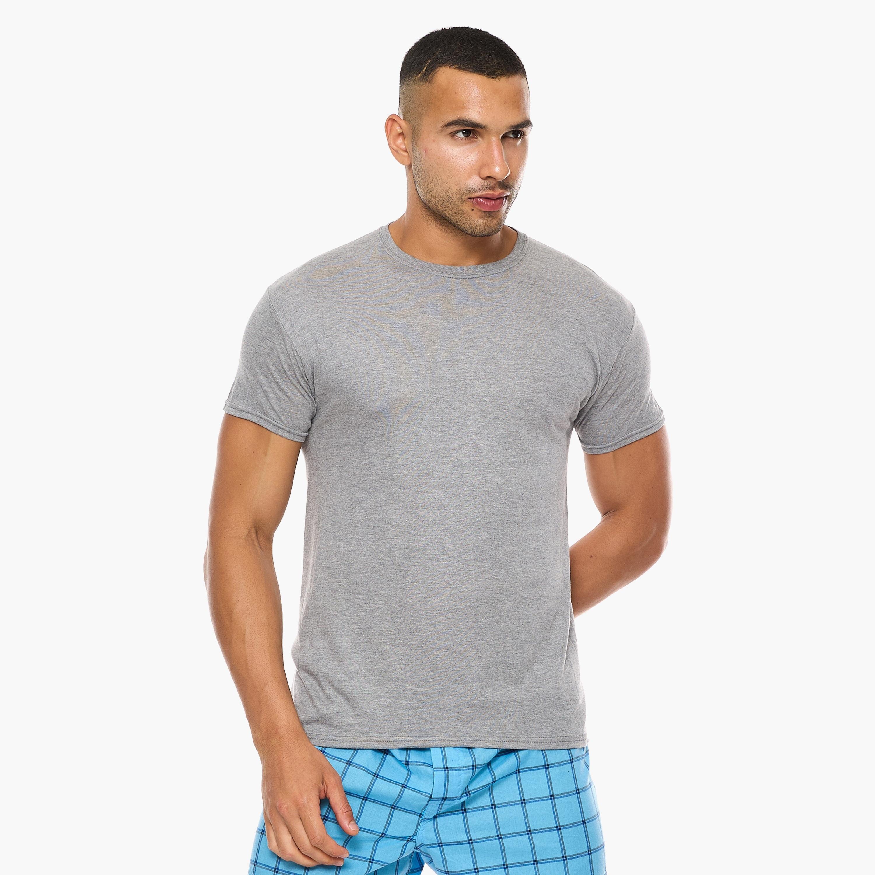 مجموعة هنس المتنوعة المكونة من 4 تي شيرت رجالي سادة بياقة دائرية وأكمام قصيرة-men-clothing-tshirtsandpolos-tshirts-image-3