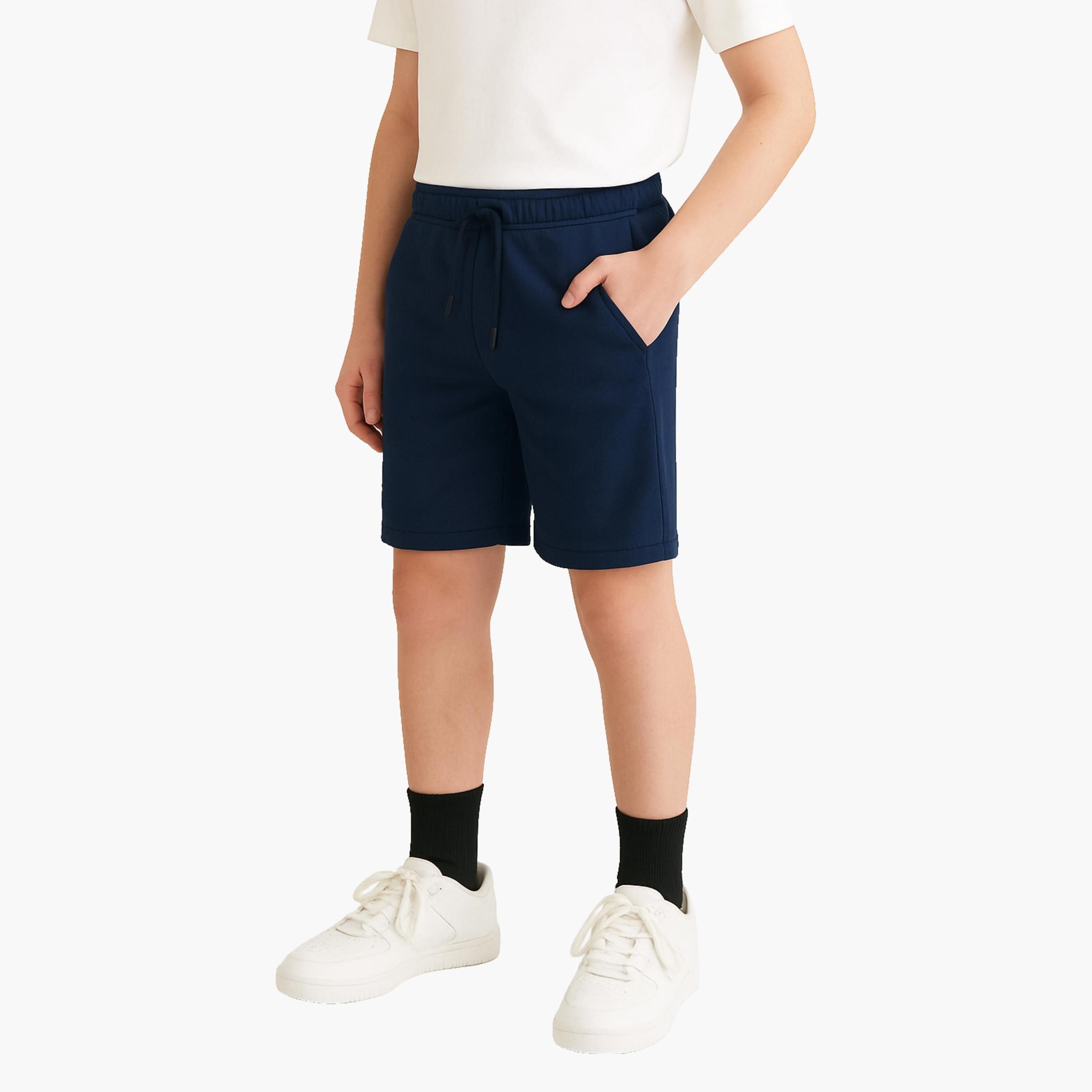 Victor and Jane Elasticated French Terry Cotton Shorts-boys-clothing-bottoms-shorts-image-1