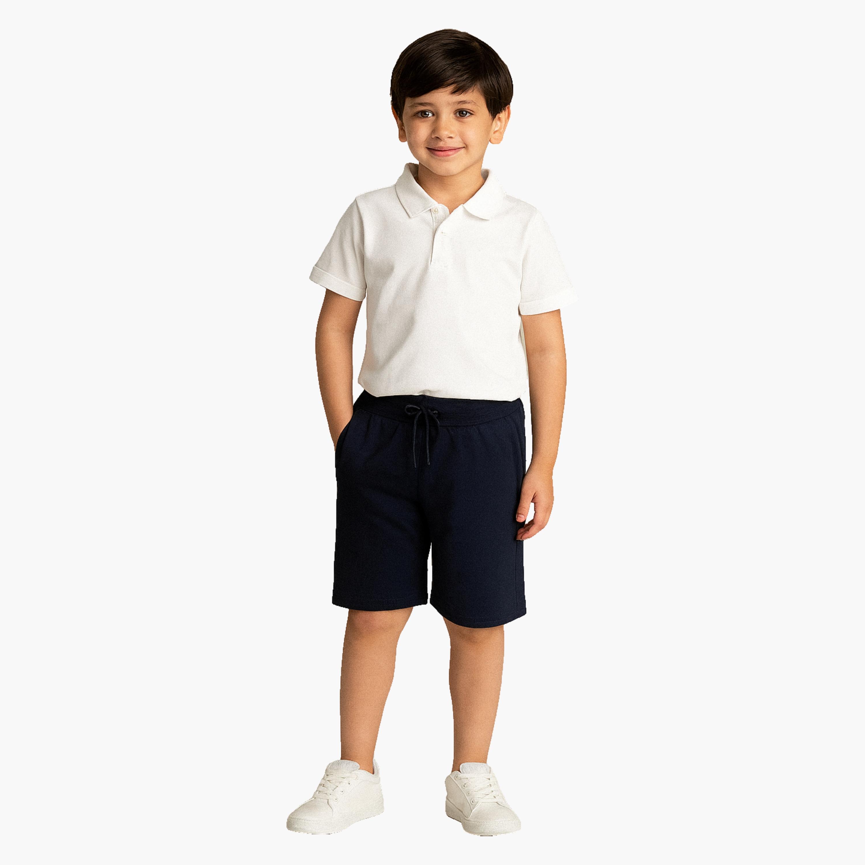 Victor and Jane Elasticated French Terry Cotton Shorts-boys-clothing-bottoms-shorts-image-2