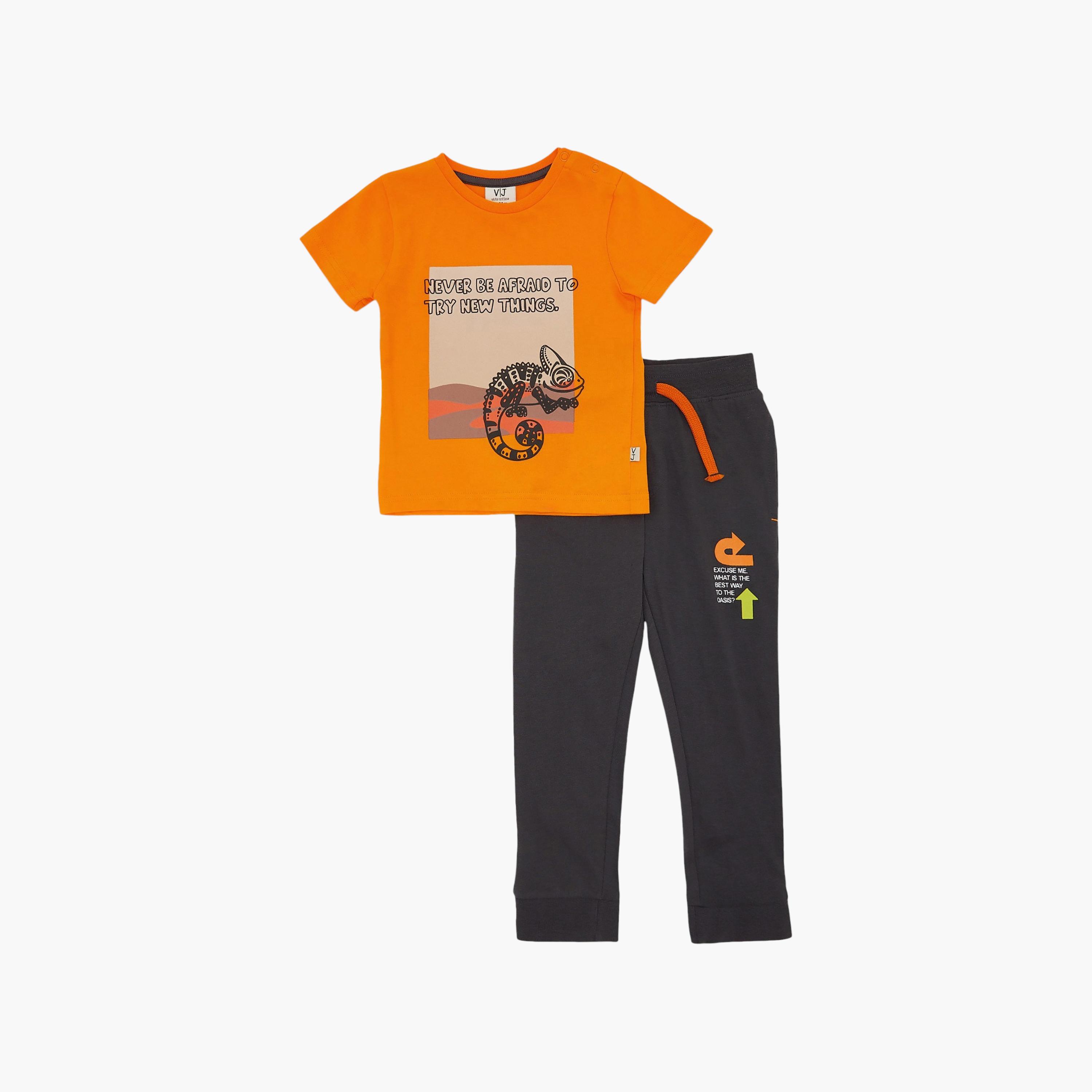 Victor and Jane Printed Short Sleeves T-Shirt with Joggers-baby-boys-clothing-setsandcoords-image-1