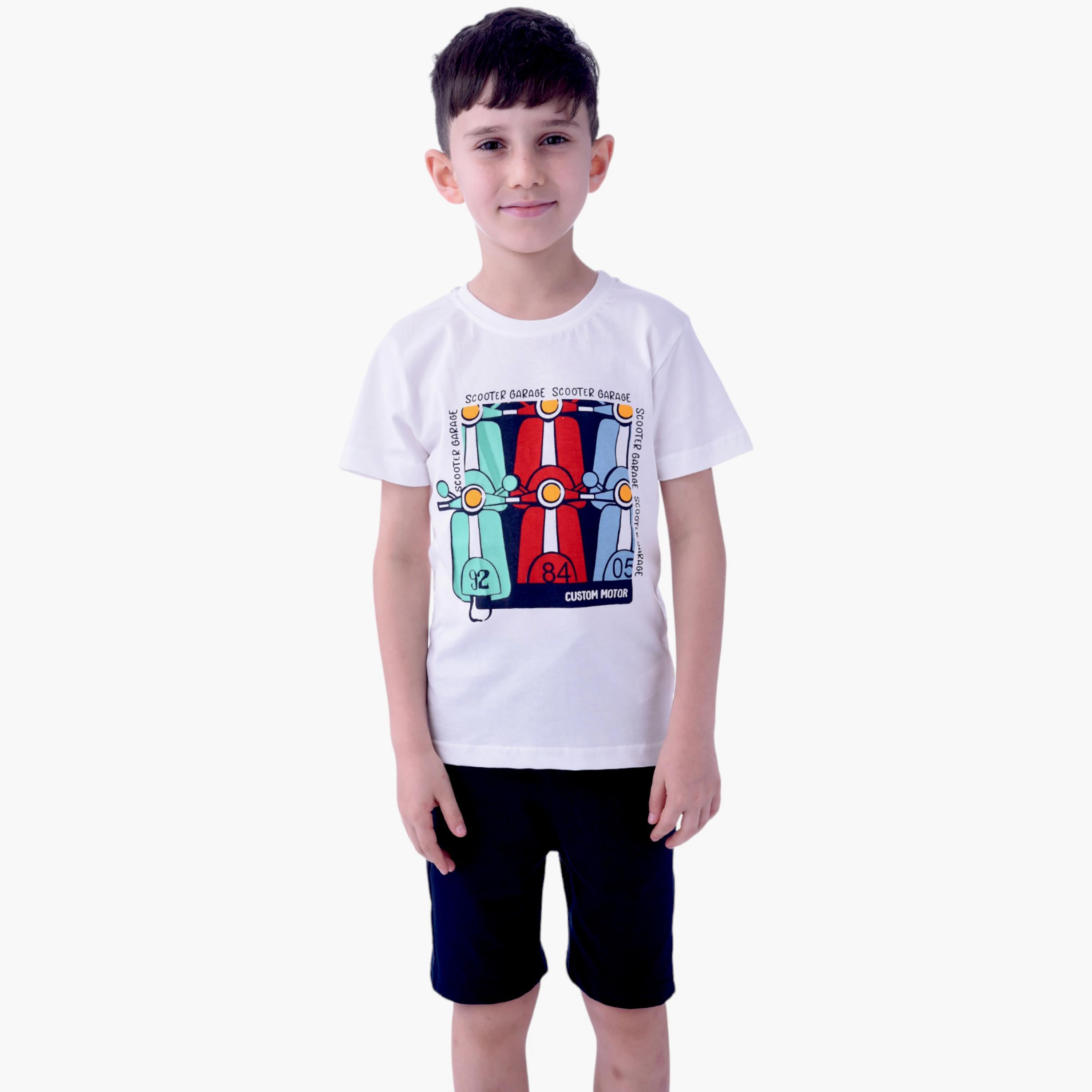 طقم تي شيرت بأكمام قصيرة وشورت مطبوع من فيكتور اند جين-boys-clothing-setsandcoords-image-1