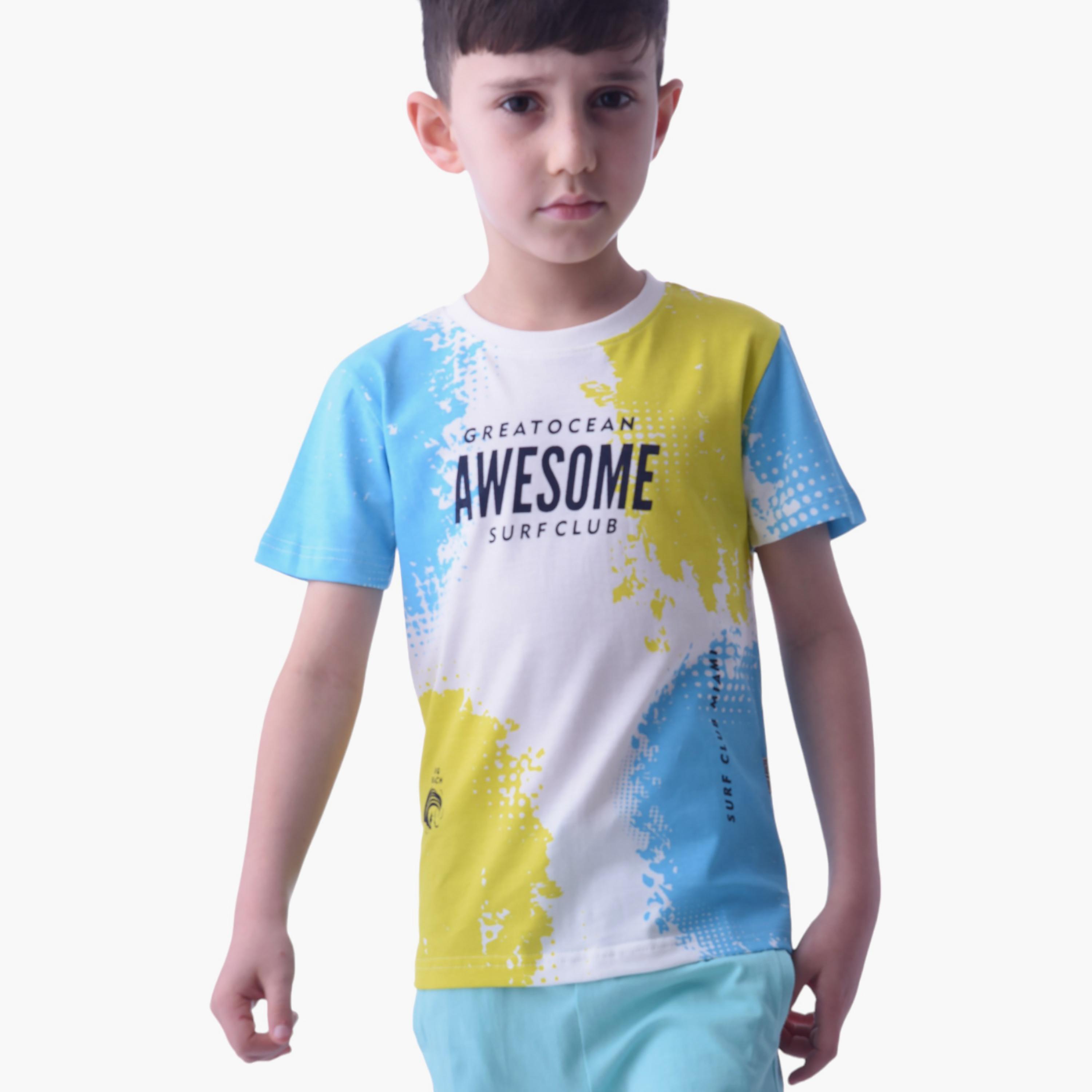 Victor and Jane Awesome Printed Short Sleeves T-Shirt & Shorts Set-boys-clothing-setsandcoords-image-4