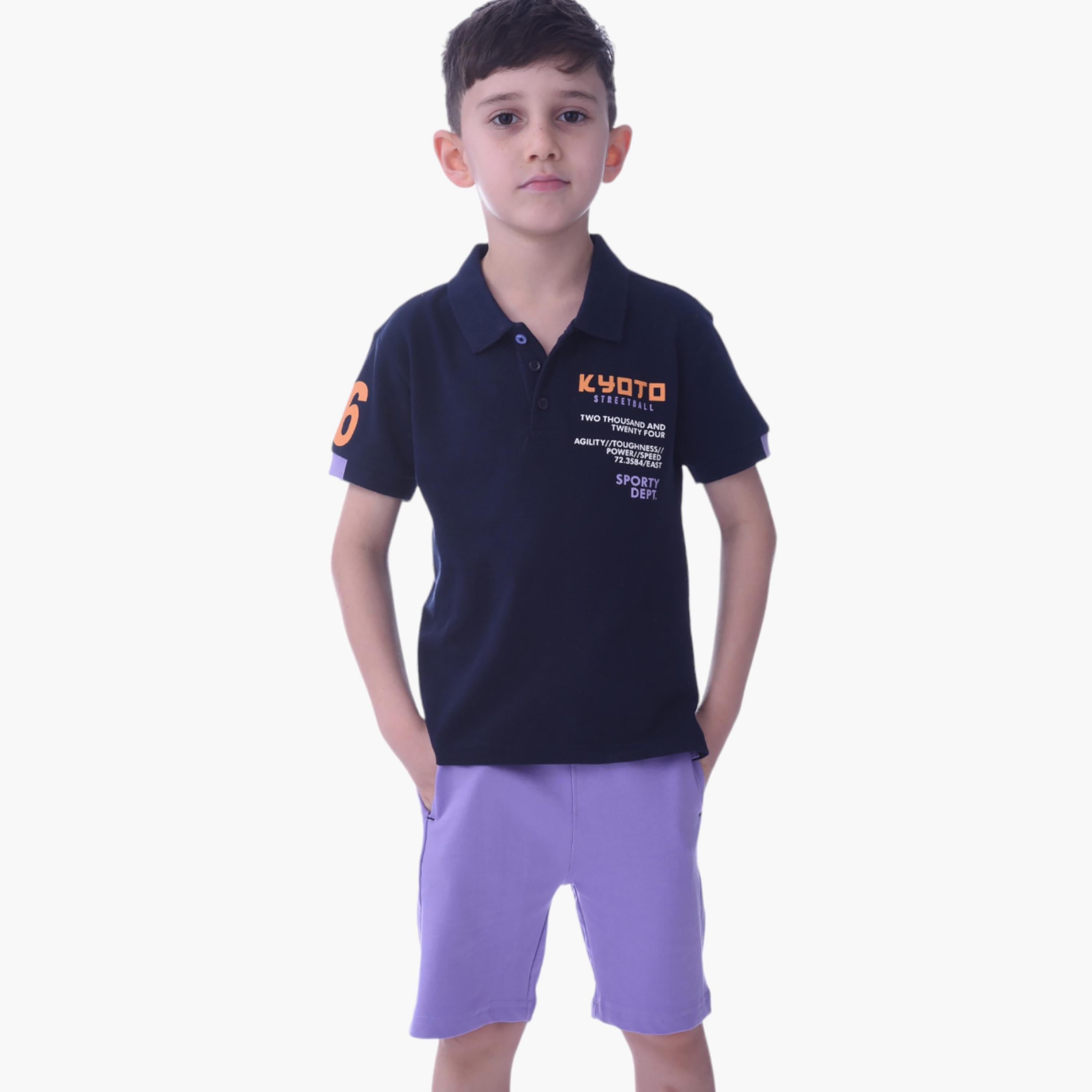 Victor and Jane Boys Printed Short Sleeves T-Shirt & Shorts Set-boys-clothing-setsandcoords-image-1