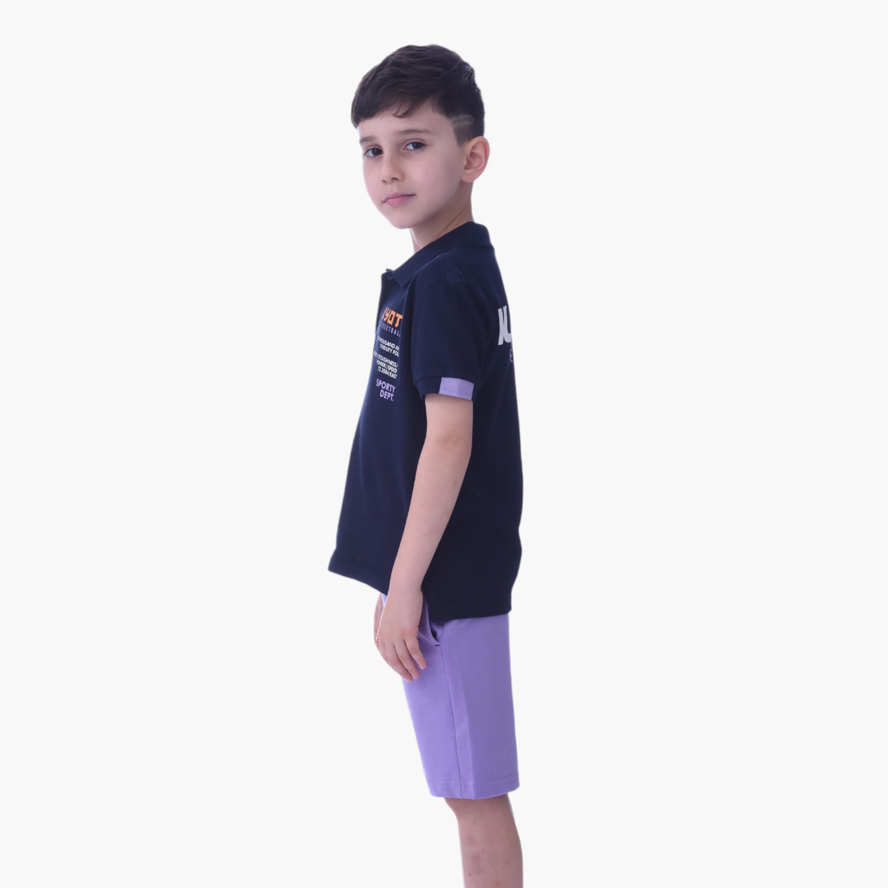 Victor and Jane Boys Printed Short Sleeves T-Shirt & Shorts Set-boys-clothing-setsandcoords-image-2