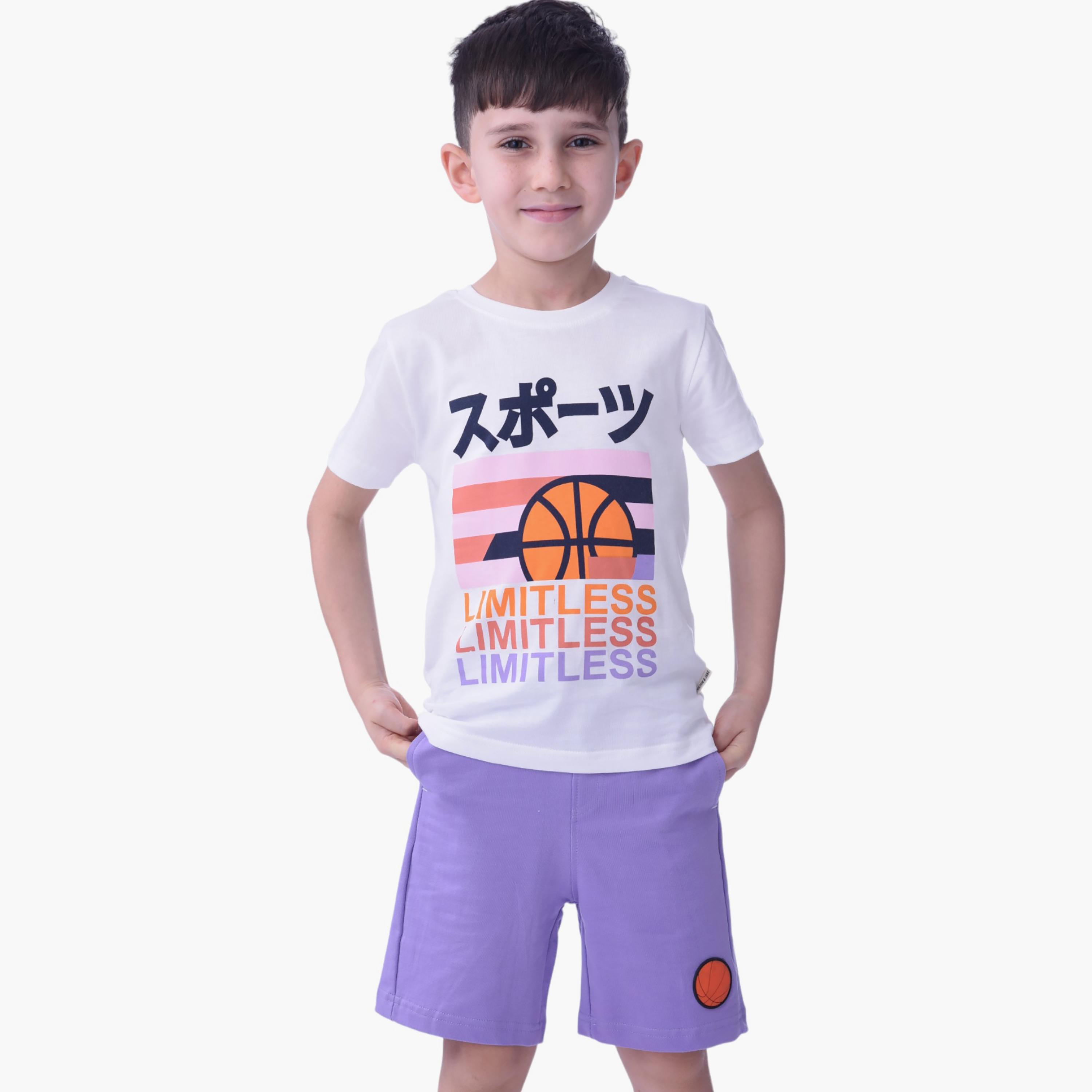 Victor and Jane Limitless Printed Short Sleeves T-Shirt & Shorts Set-boys-clothing-setsandcoords-image-1
