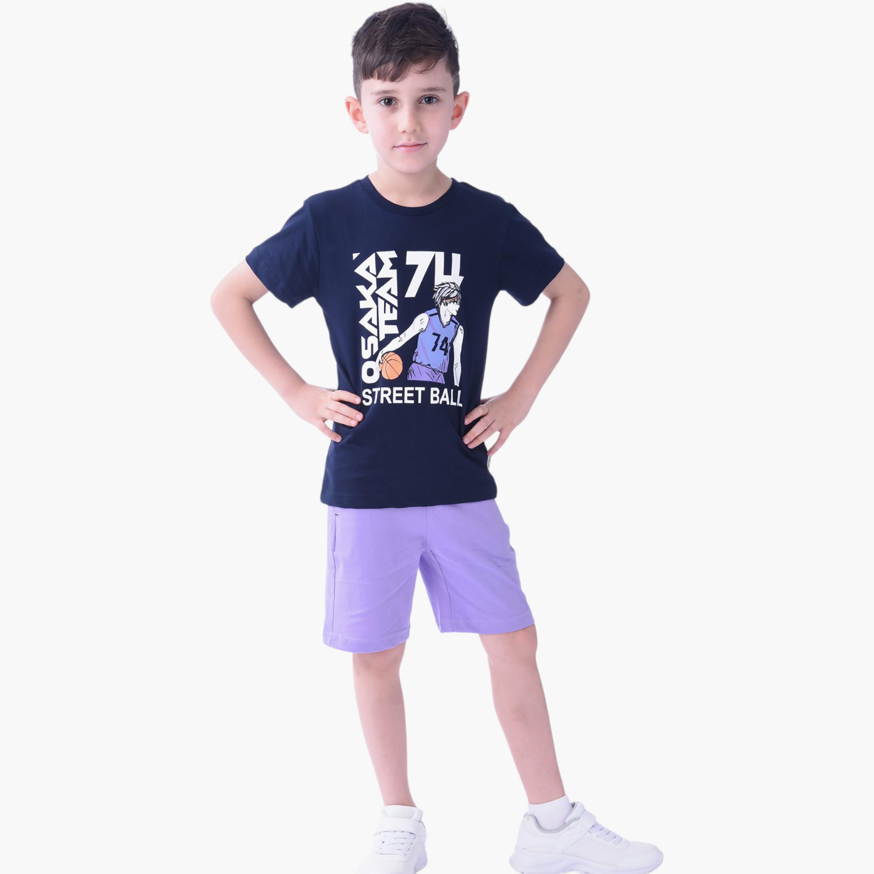 Victor and Jane Street Ball Printed Short Sleeves T-Shirt & Shorts Set-baby-boys-clothing-setsandcoords-image-1