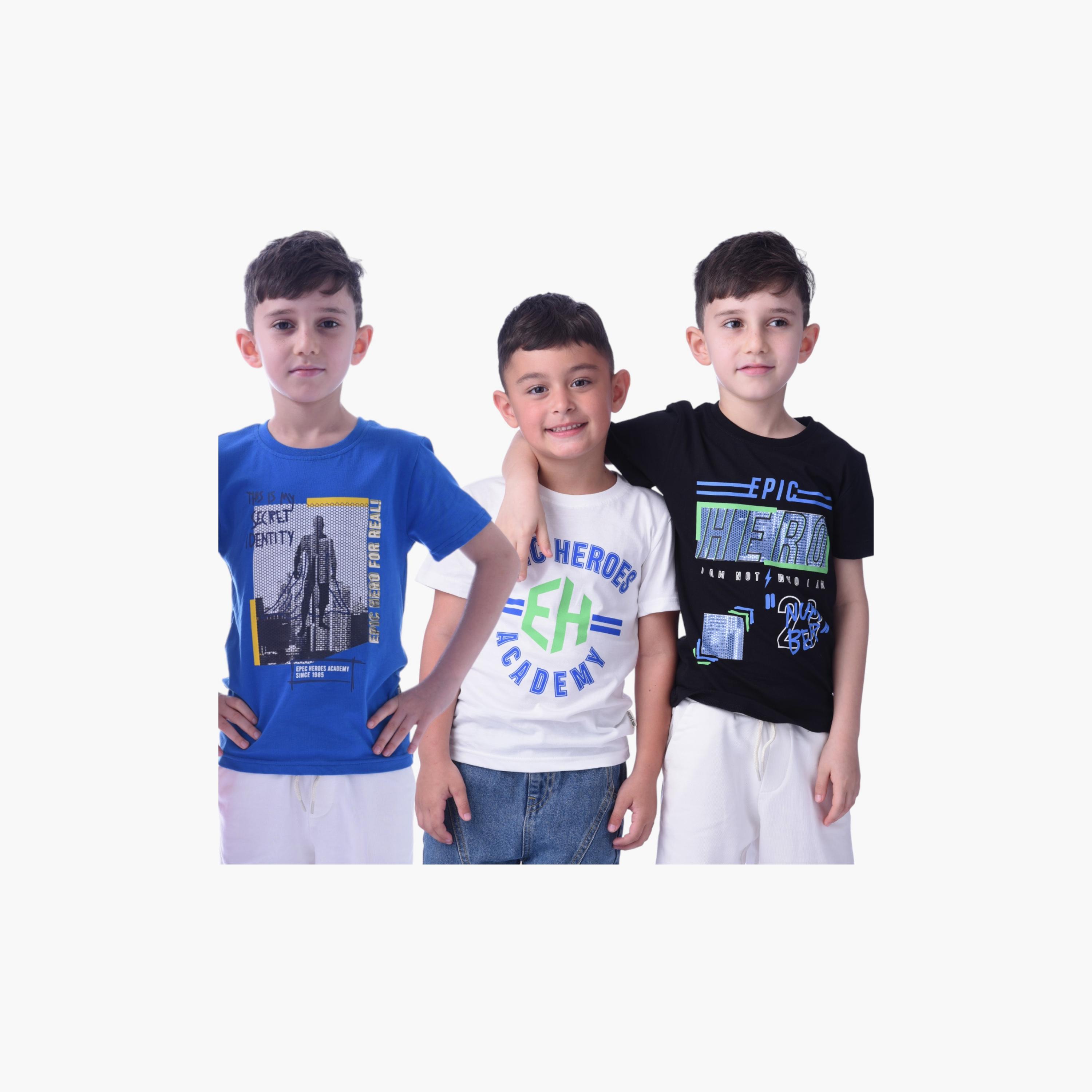 تي شيرت بأكمام قصيرة 3 قطع مطبوعة من فيكتور اند جين -boys-clothing-tshirtsandpolos-image-1