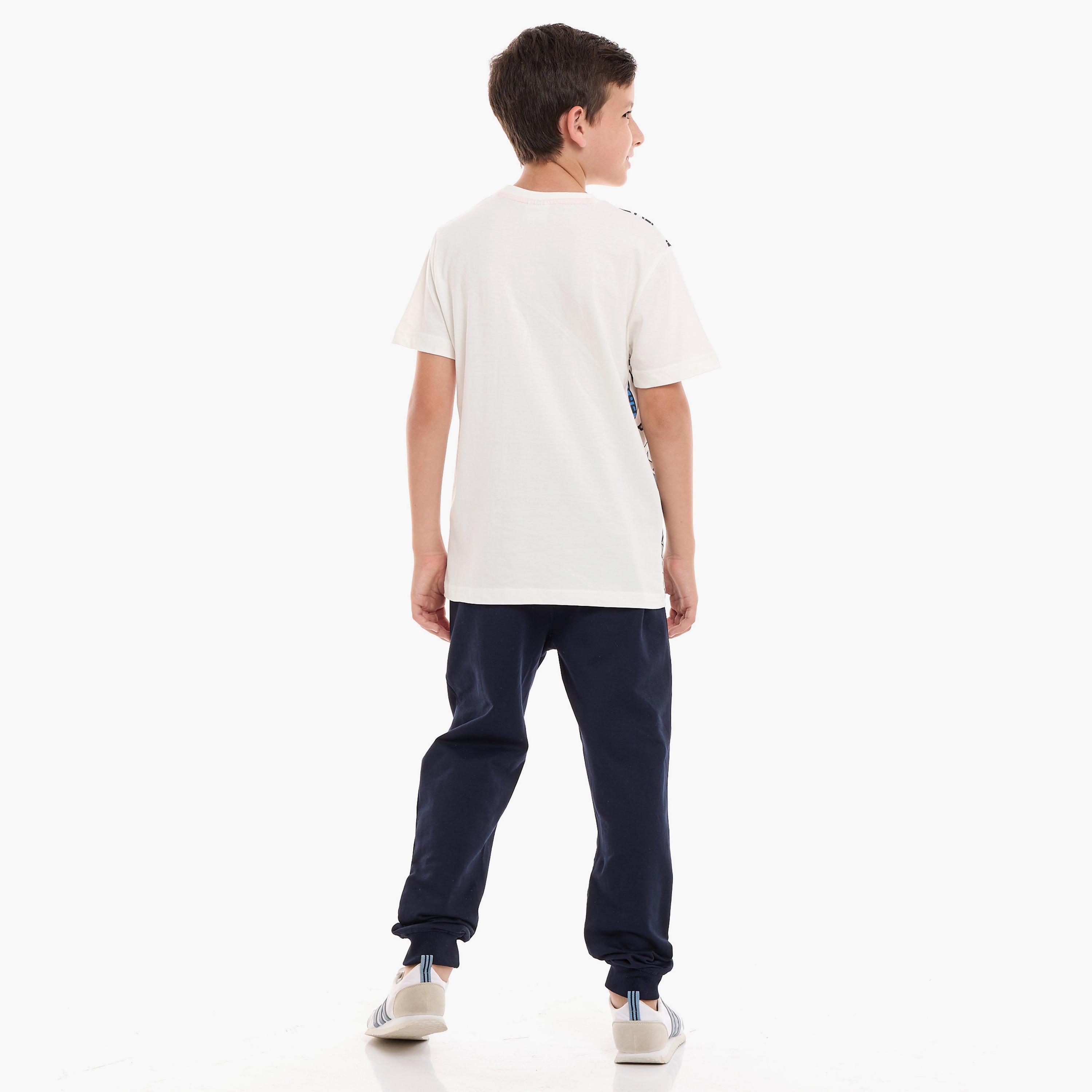 Victor and Jane Printed Short Sleeves T-Shirt with Joggers-boys-clothing-setsandcoords-image-2