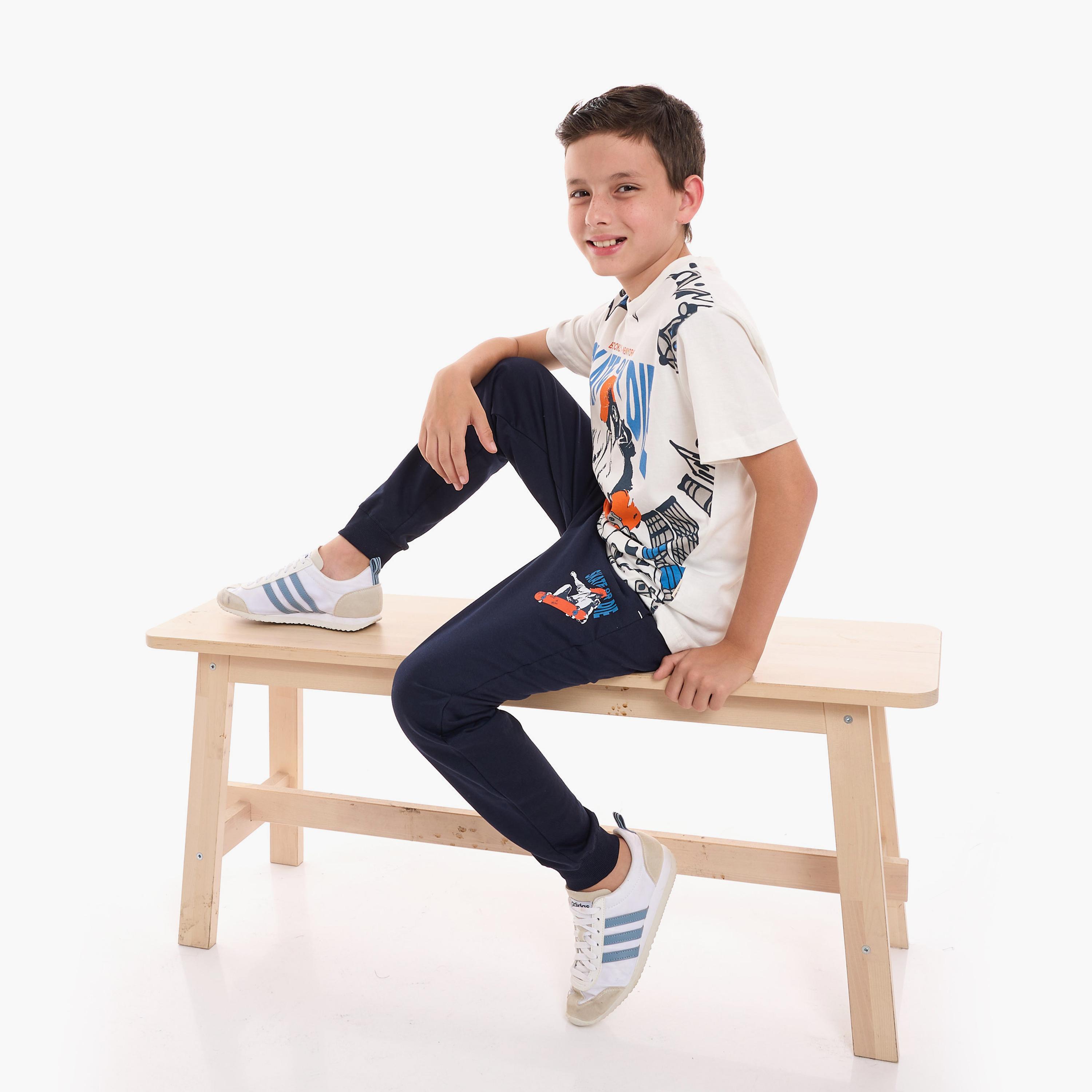 Victor and Jane Printed Short Sleeves T-Shirt with Joggers-boys-clothing-setsandcoords-image-3