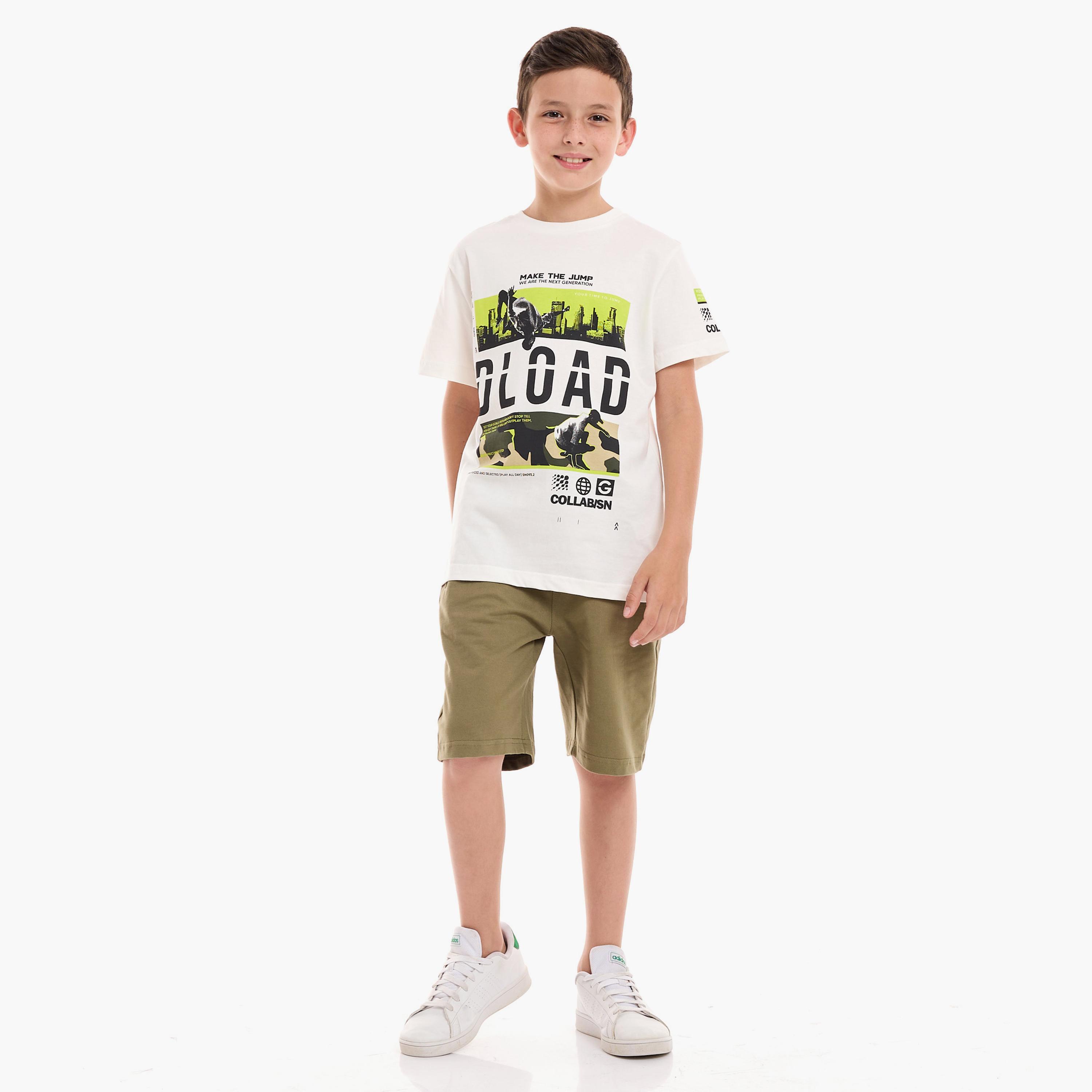 تيشيرت بأكمام قصيرة وطبعات مع شورت من فيكتور اند جين-boys-clothing-setsandcoords-image-1