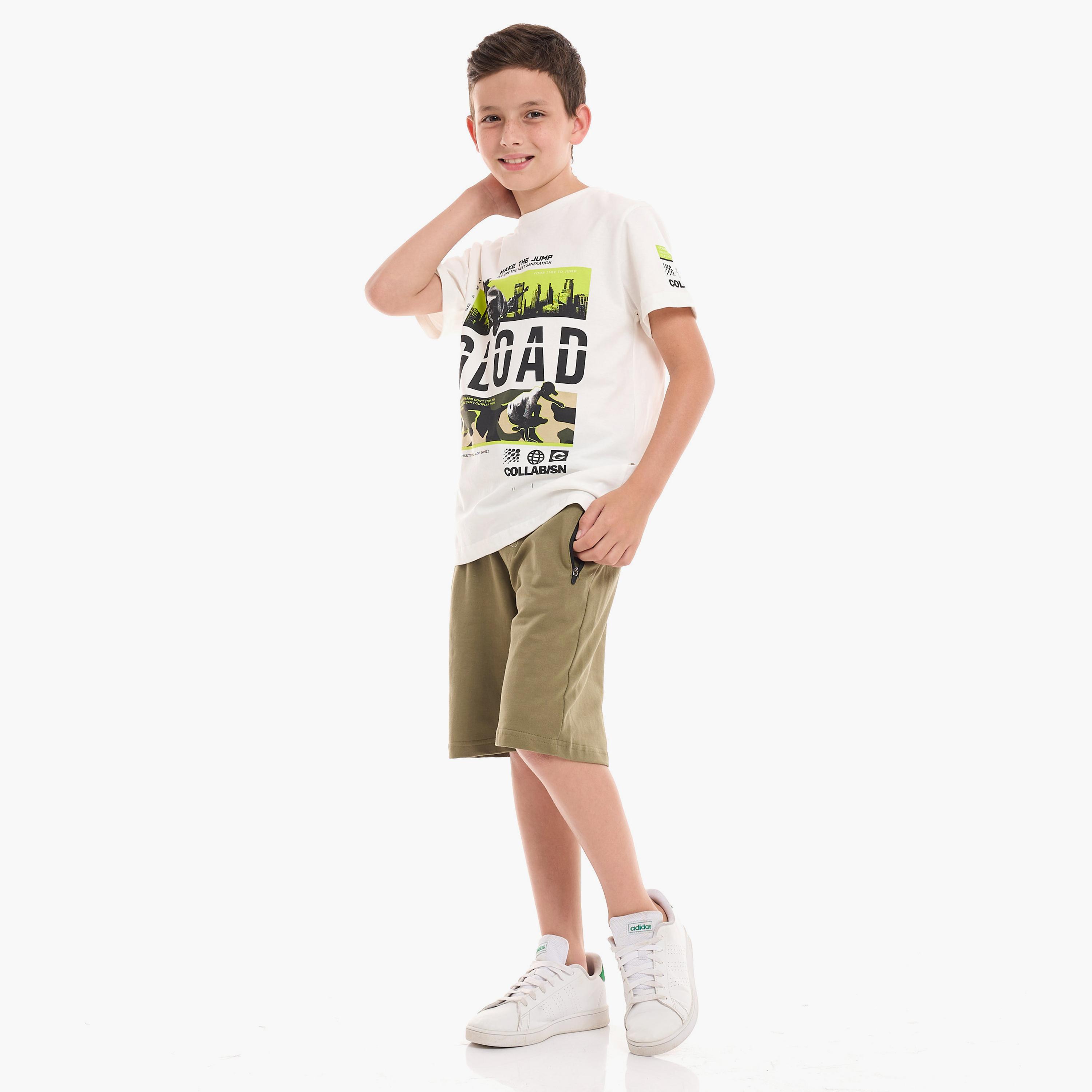 تيشيرت بأكمام قصيرة وطبعات مع شورت من فيكتور اند جين-boys-clothing-setsandcoords-image-3