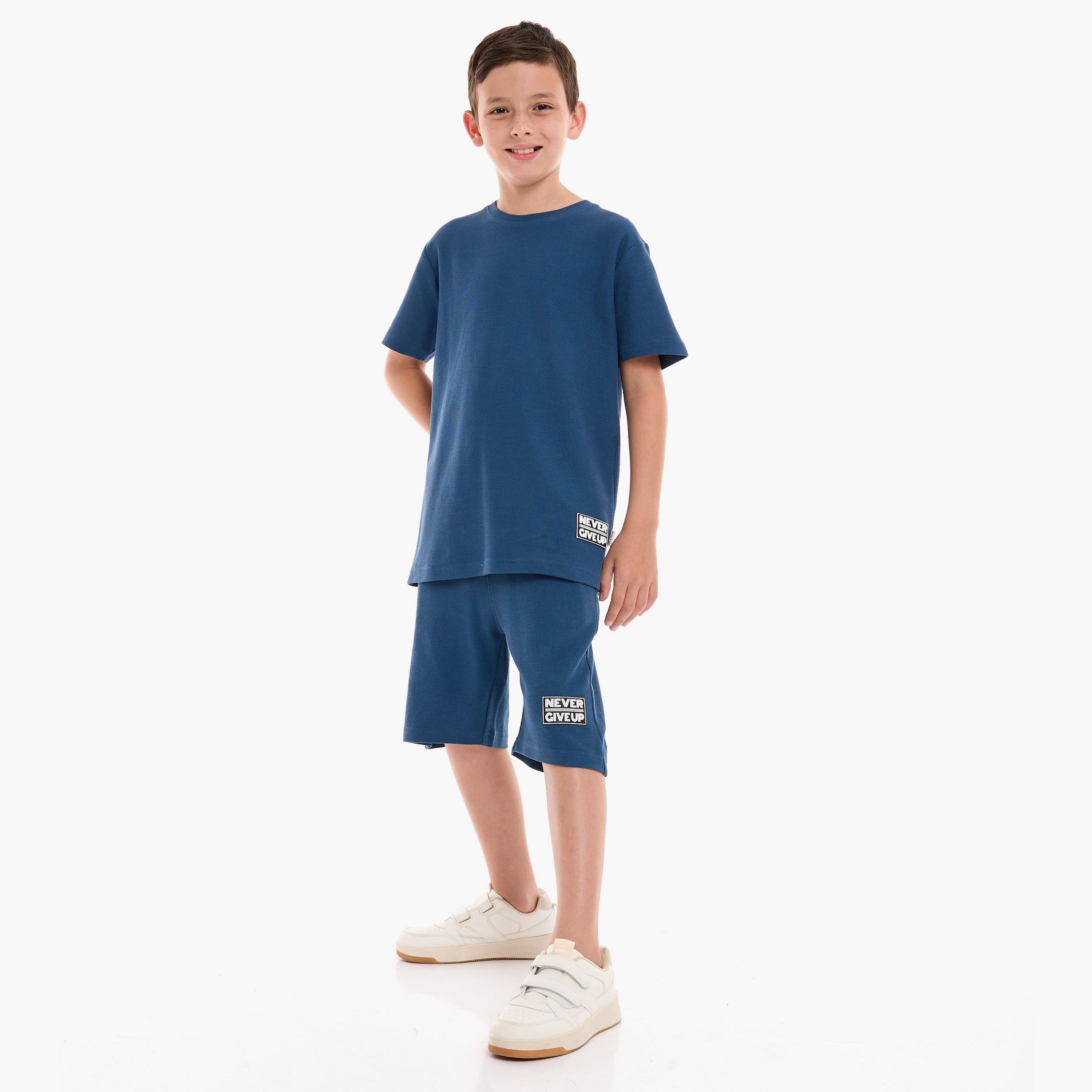 Victor and Jane Solid Short Sleeves T-Shirt with Shorts-boys-clothing-setsandcoords-image-1