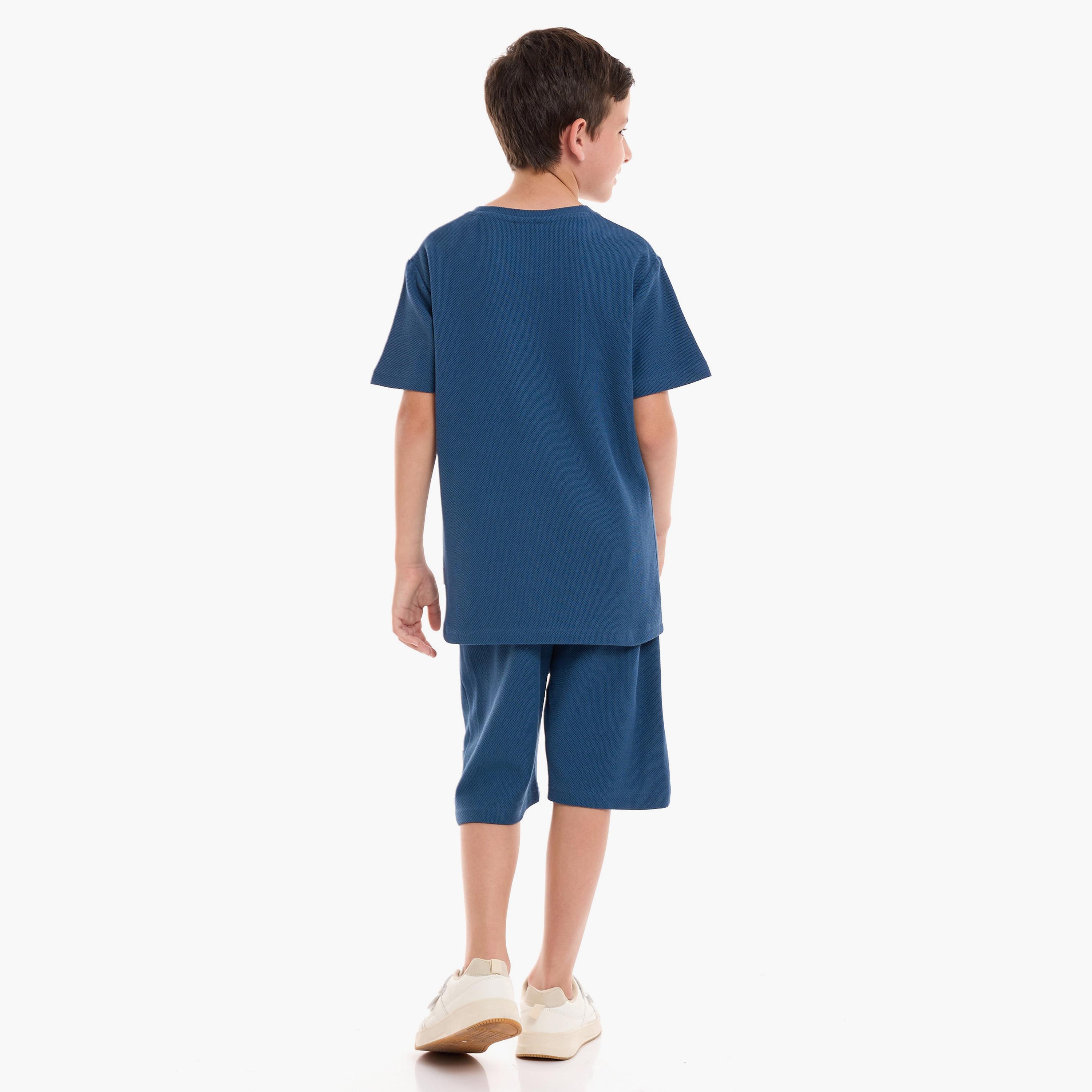 Victor and Jane Solid Short Sleeves T-Shirt with Shorts-boys-clothing-setsandcoords-image-2