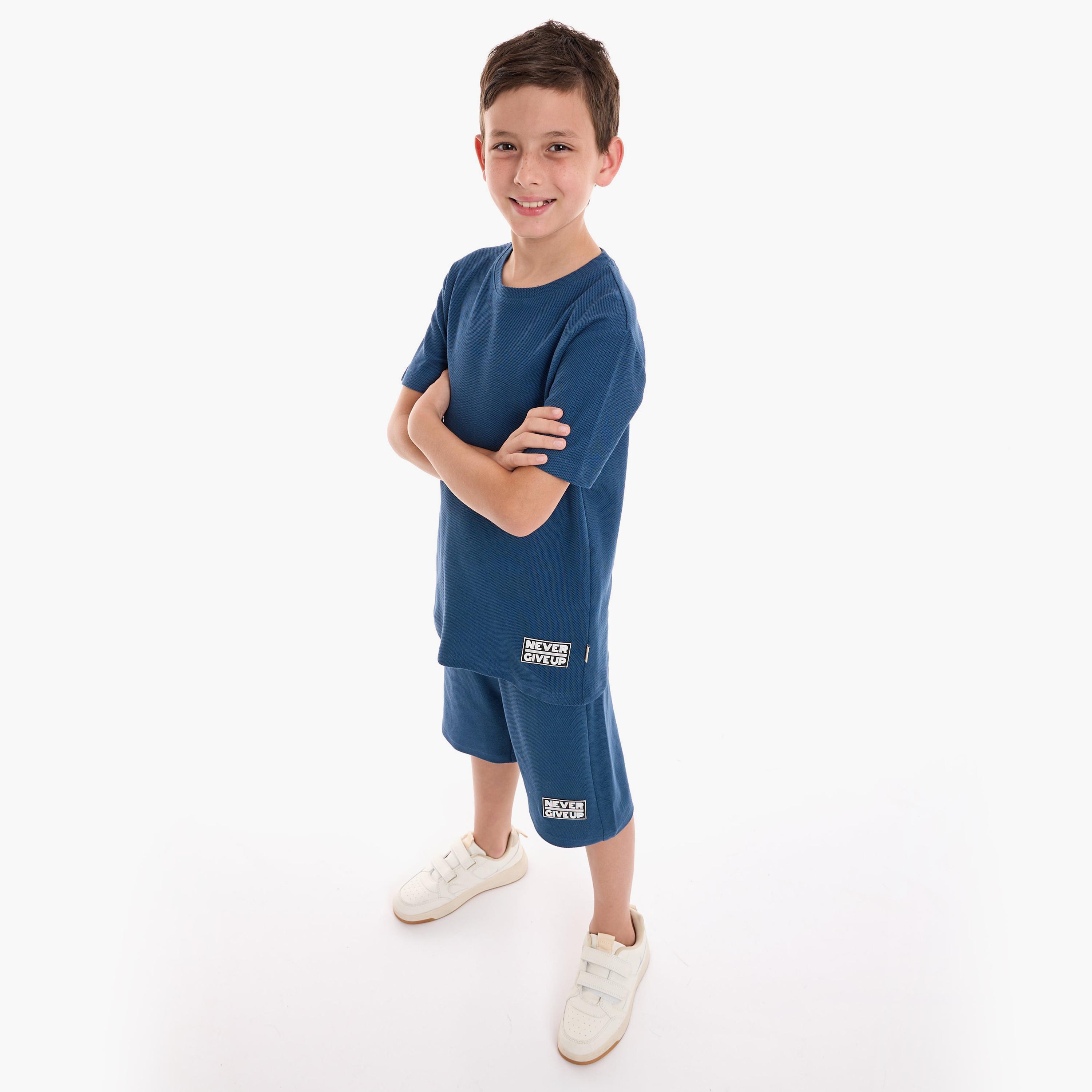Victor and Jane Solid Short Sleeves T-Shirt with Shorts-boys-clothing-setsandcoords-image-3