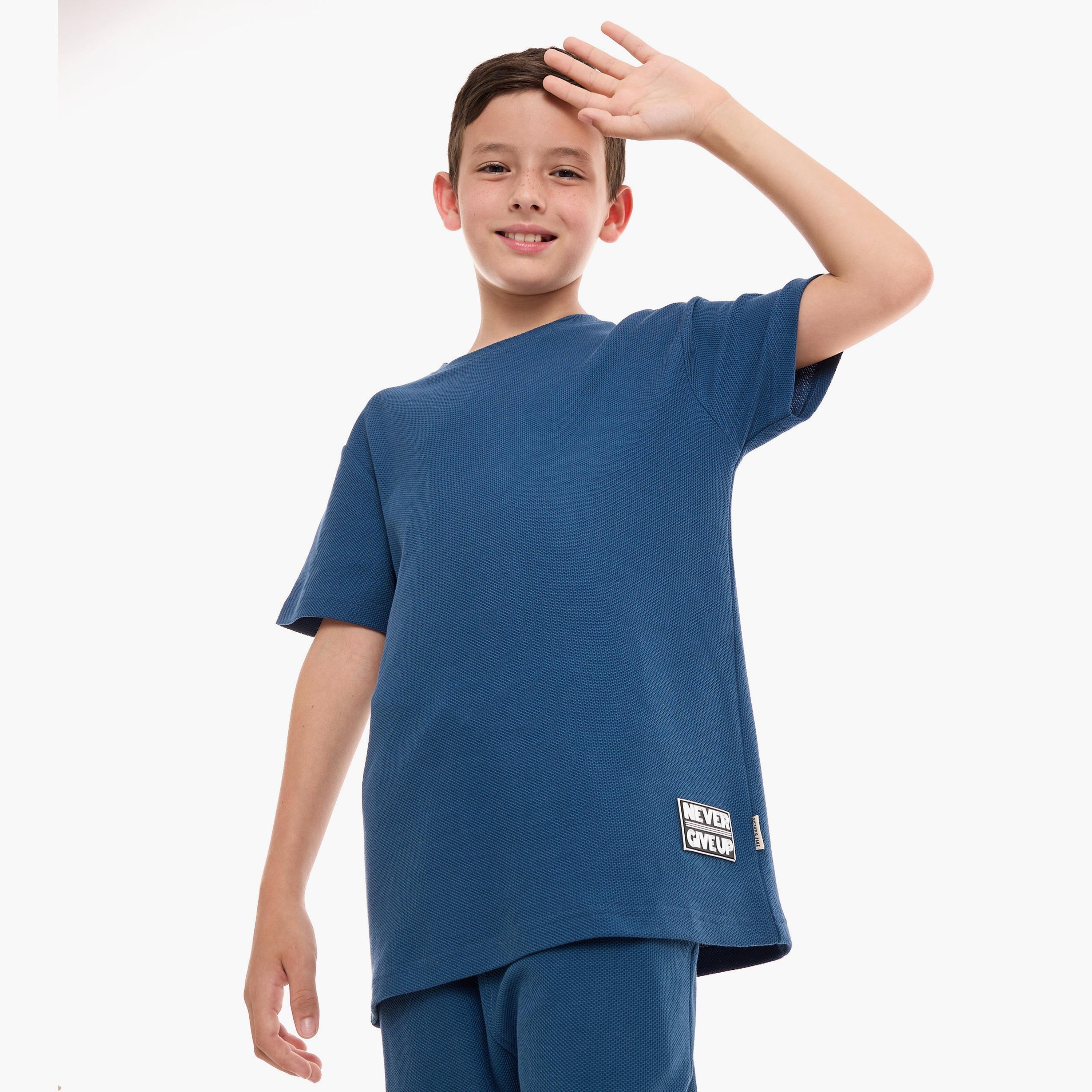 Victor and Jane Solid Short Sleeves T-Shirt with Shorts-boys-clothing-setsandcoords-image-4